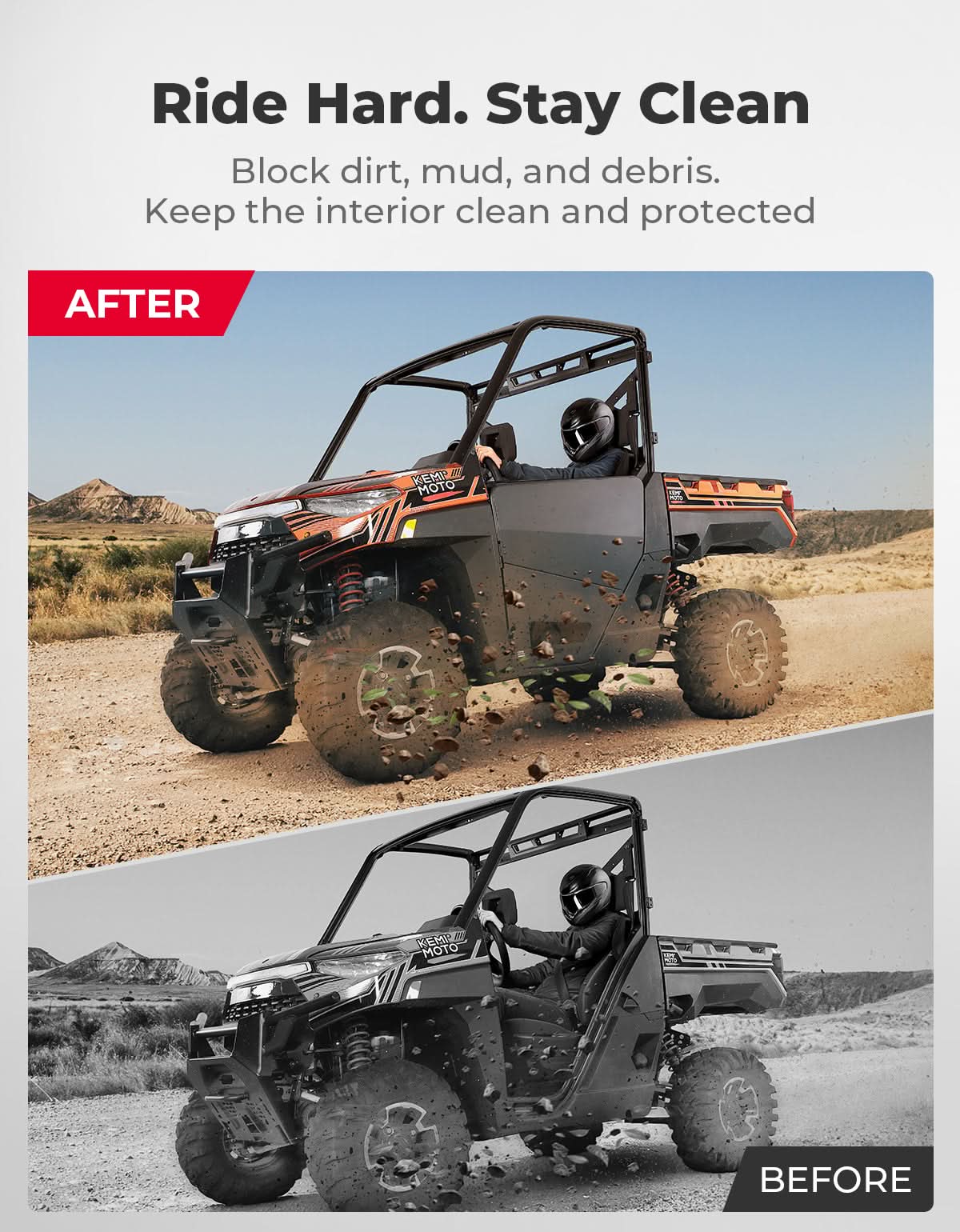 Kemimoto UTV Aluminum Half Door for Polaris Ranger XP 1000