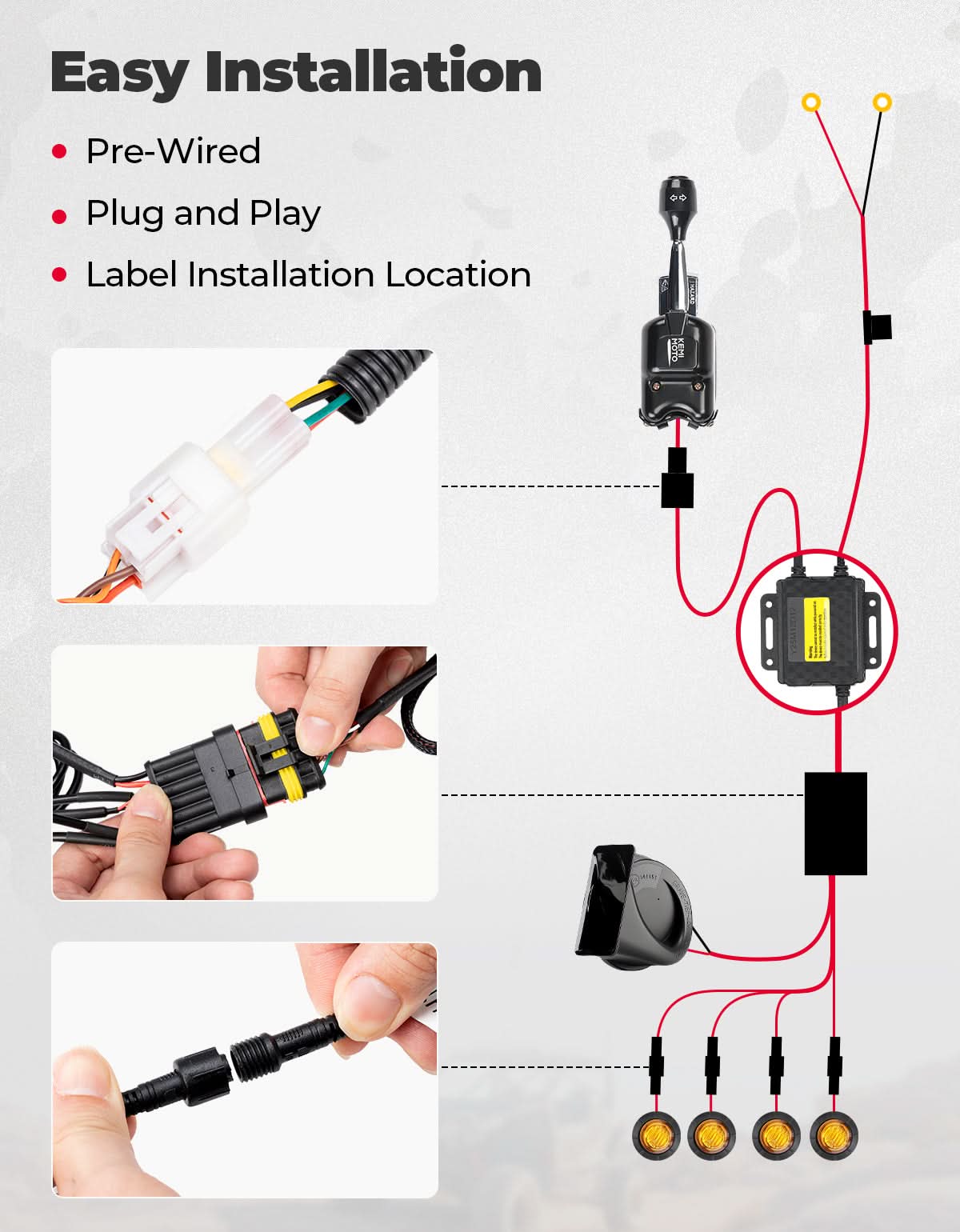 Kemimoto Universal Turn Signal Kit with Column Switch & Horn