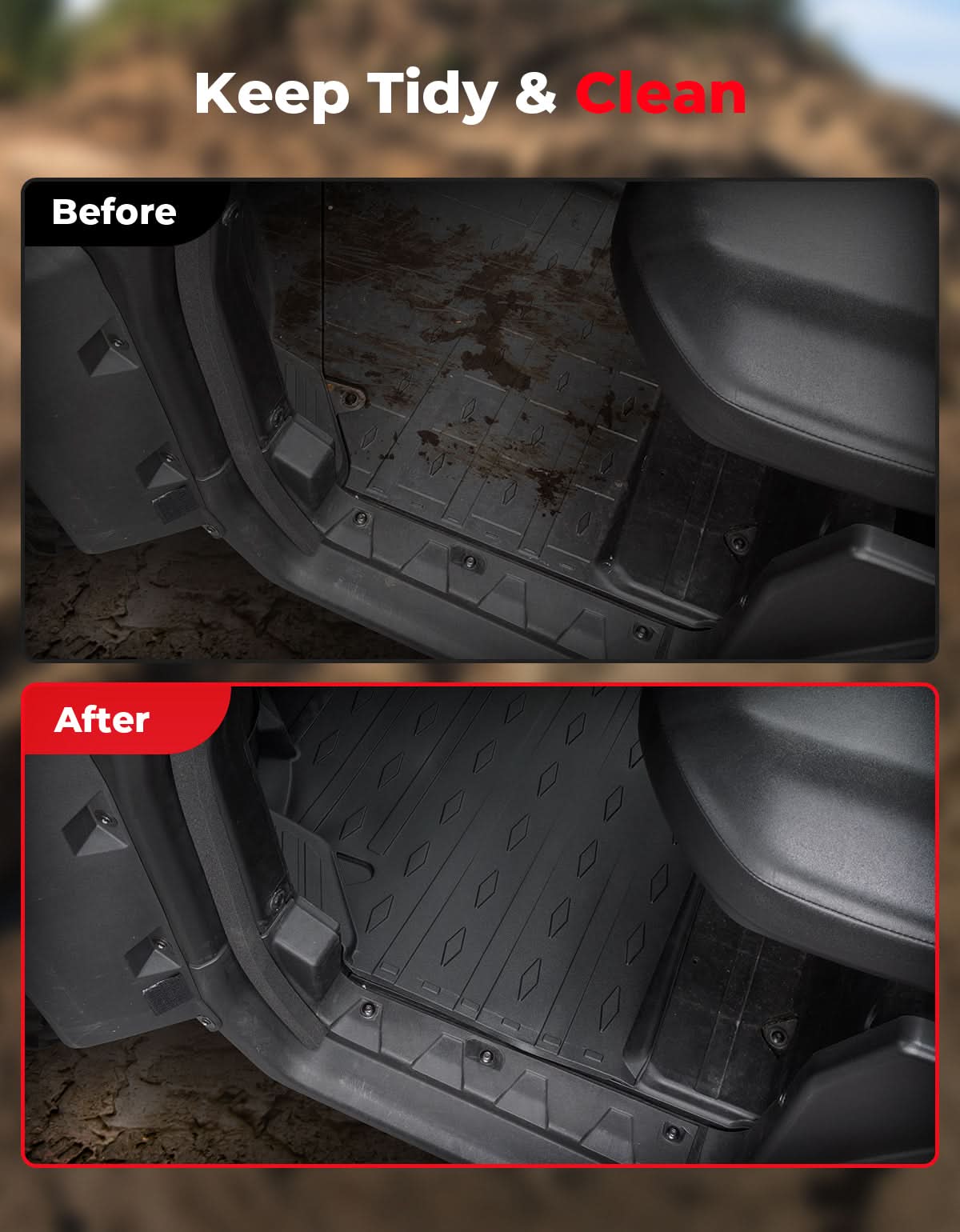 4PCS Floor Mats for Can-Am Defender MAX 2020–2025 All-Weather Rubber