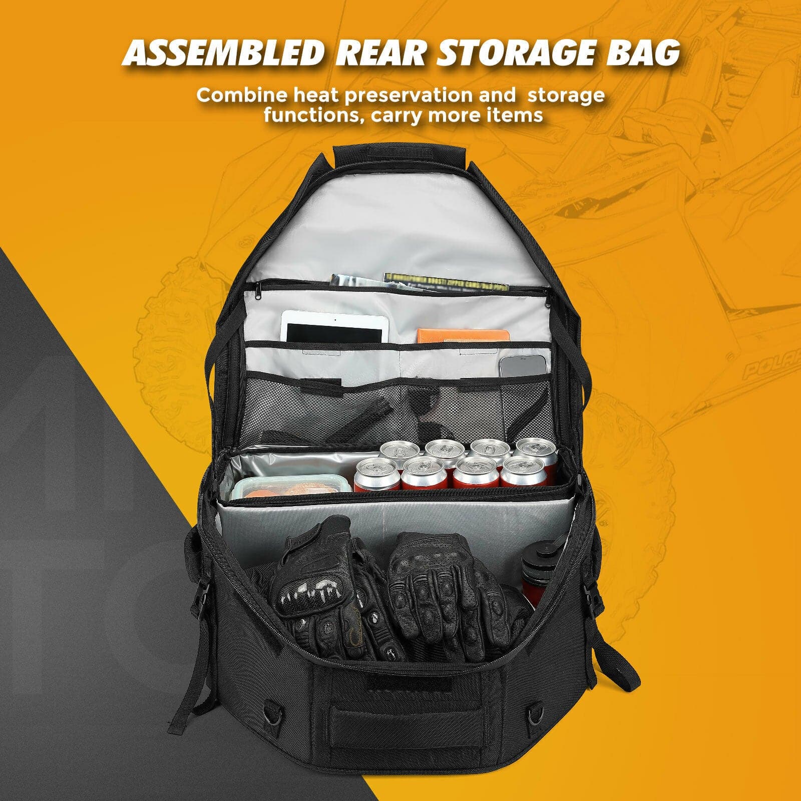 KEMIMOTO UTV Rear Storage Bag with Fixed Strap