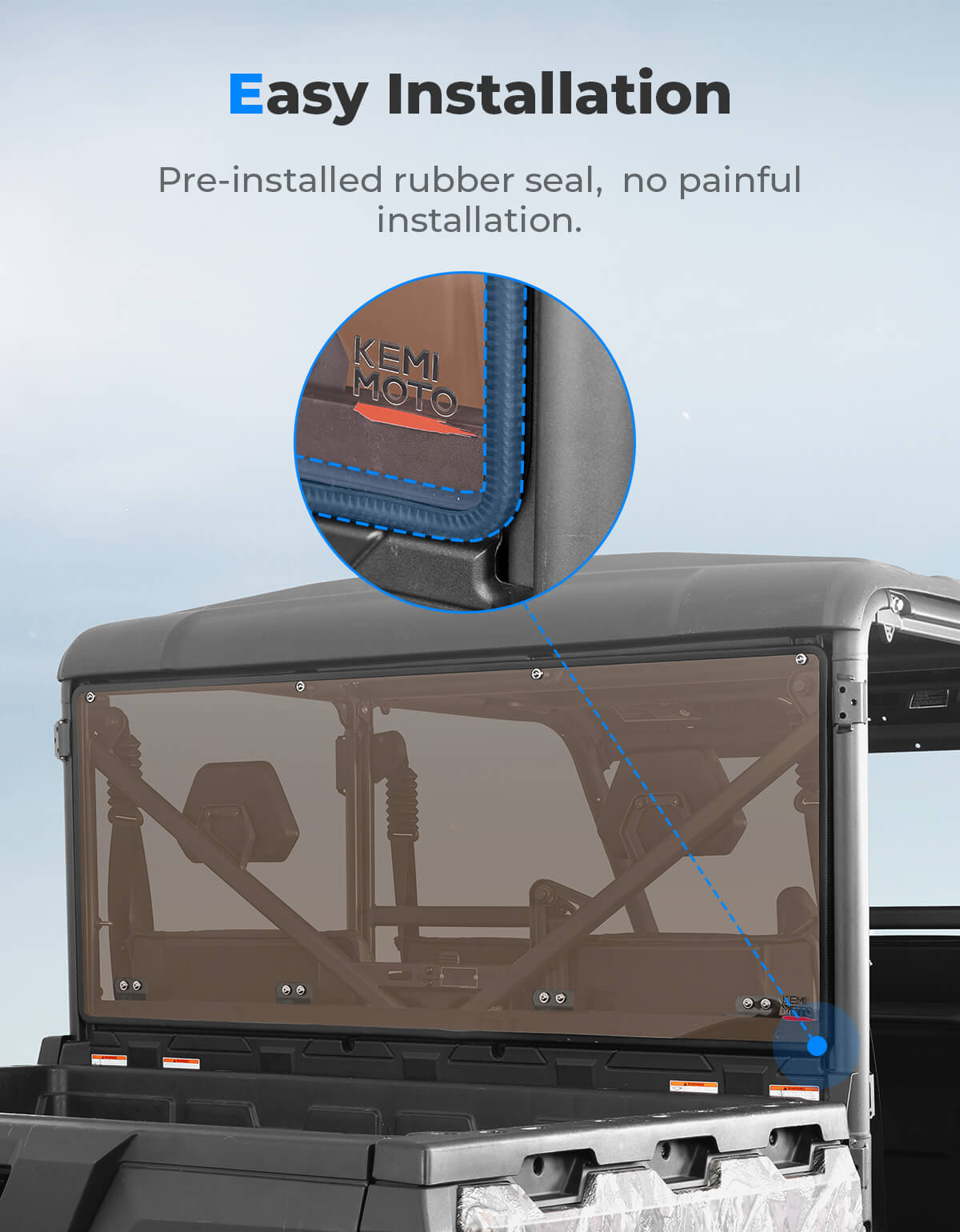 Kemimoto Tinted Rear Windshield UV-Resistant for CFMOTO UFORCE 1000/1000XL