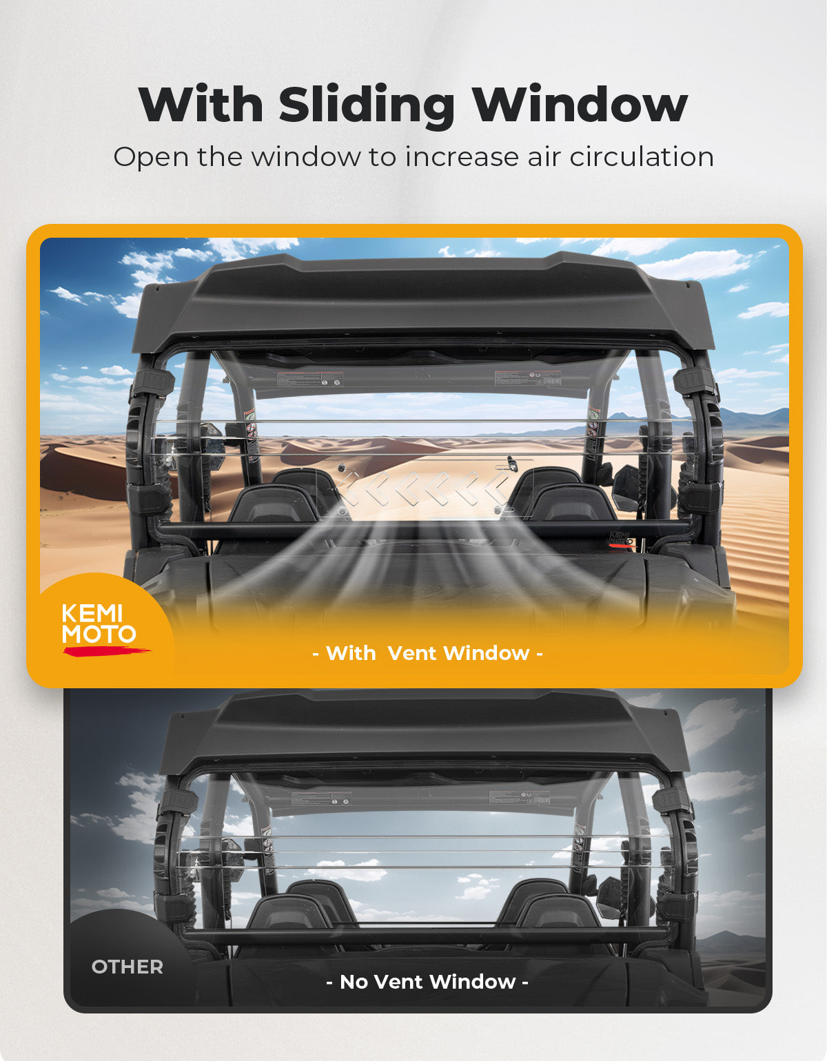 Kemimoto Rear Windshield Sliding Window for CFMOTO ZForce 950+ 2023