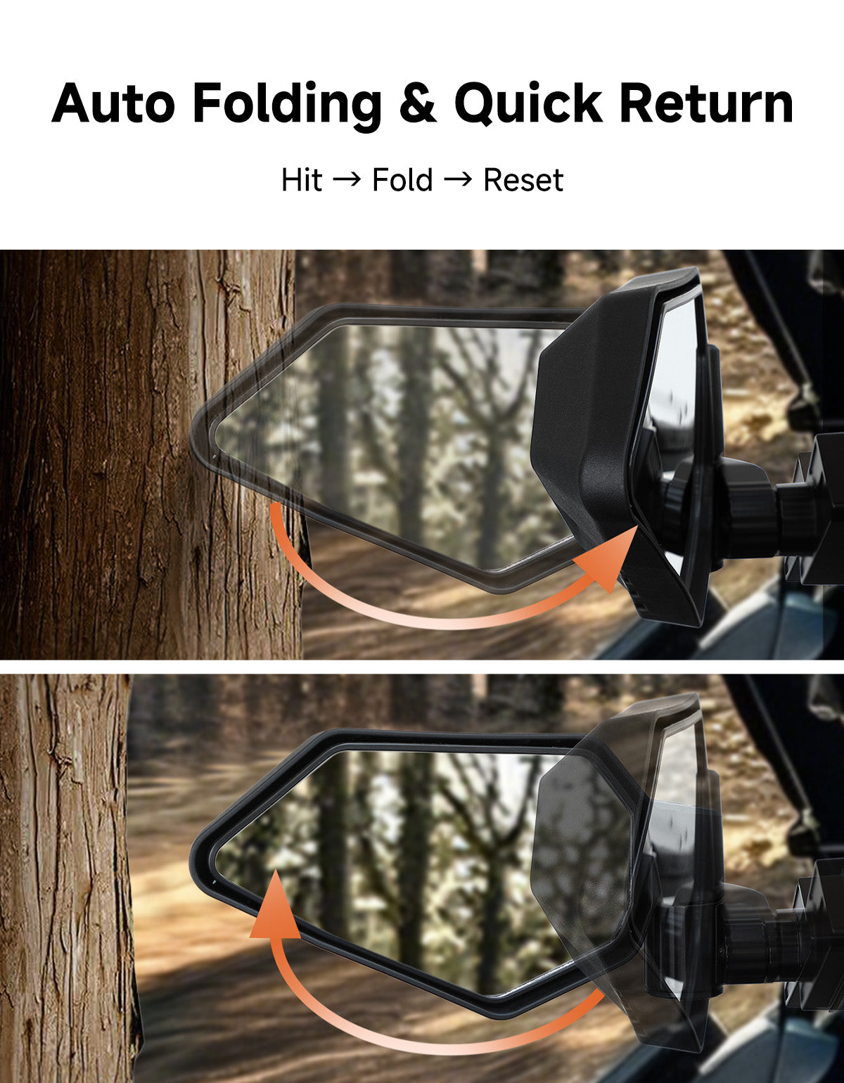 Side Mirrors with Spring‑Back Auto Reset, Fit Can‑Am Maverick X3 / MAX US Flag Pattern