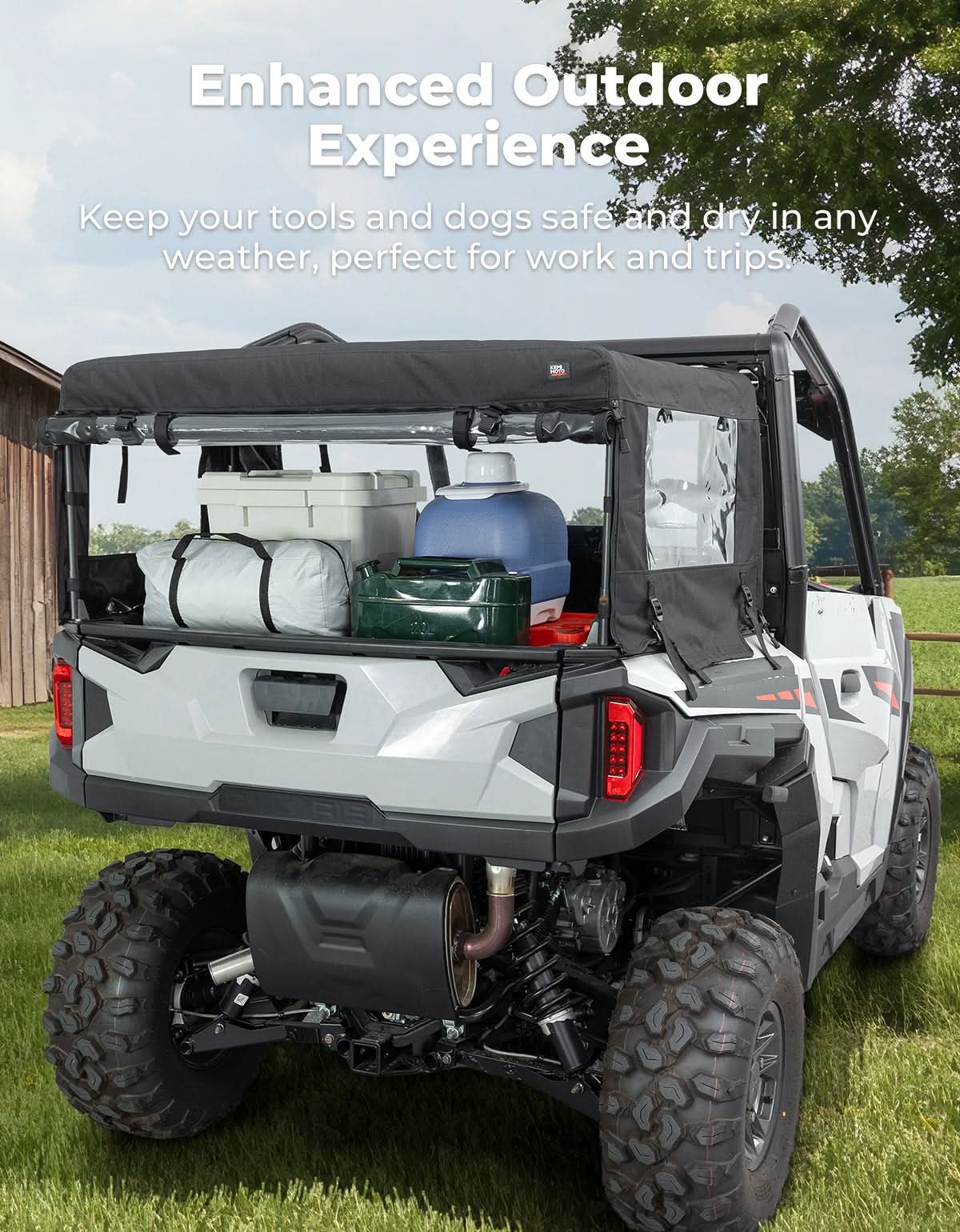 Kemimoto Soft Cargo Camper Bed Cover for Polaris UTV