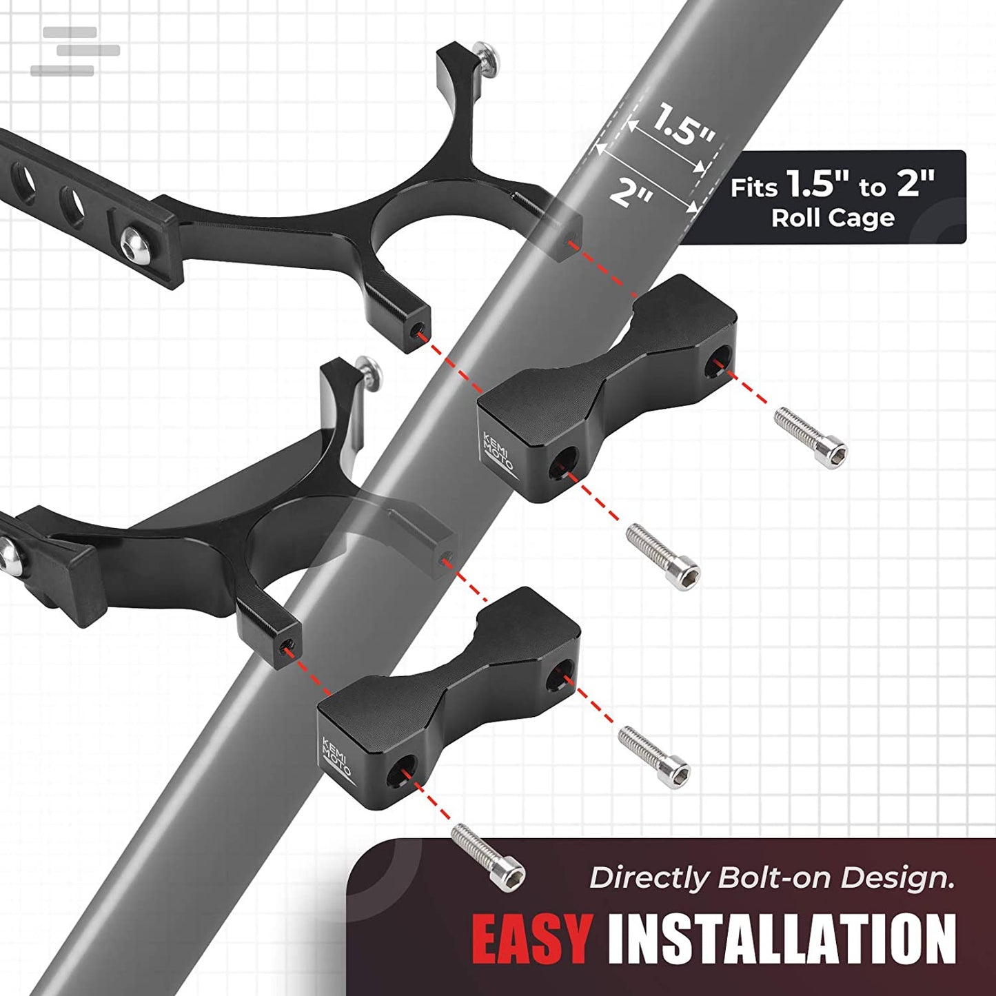 Kemimoto Fire Extinguisher Holder for Polaris RZR & Kawasaki Teryx