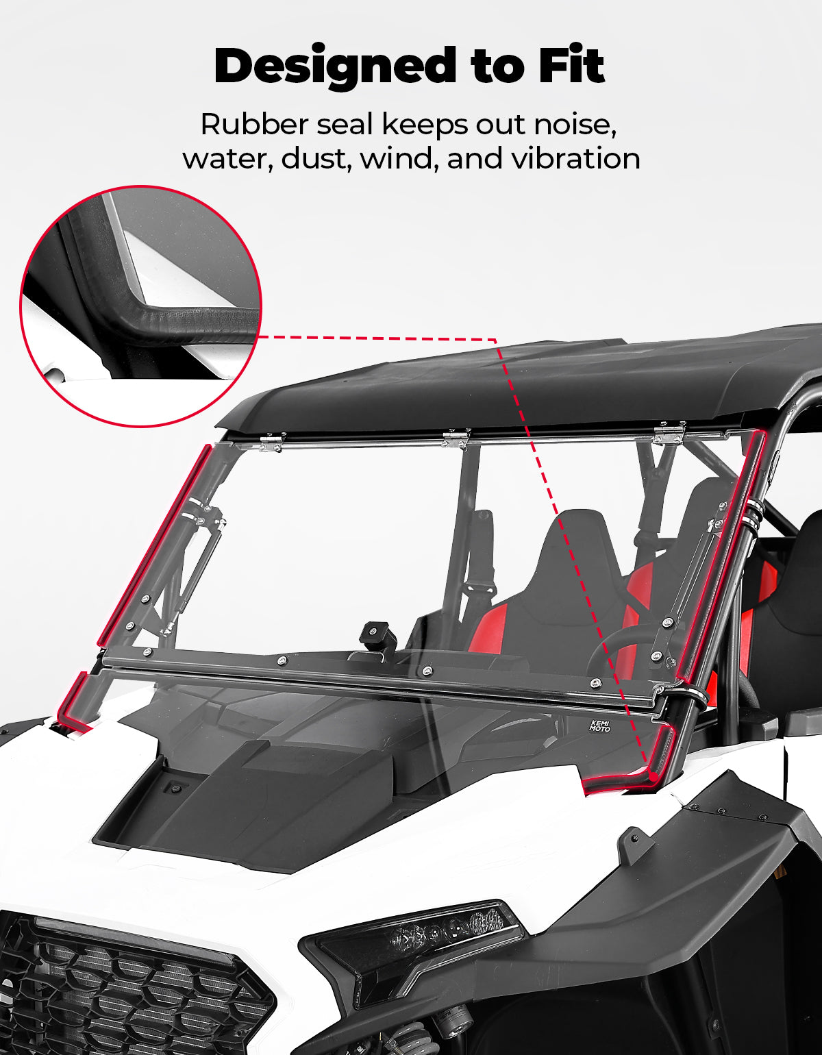 Kemimoto Full Split Windshield, All-Weather Adaptable, Polaris XP 1000/4 1000