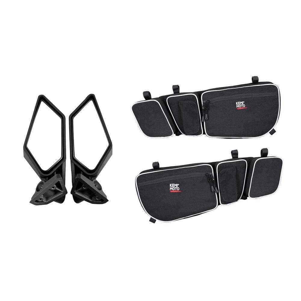 Kemimoto Can‑Am Maverick X3 Side View Mirrors Door Storage Bags