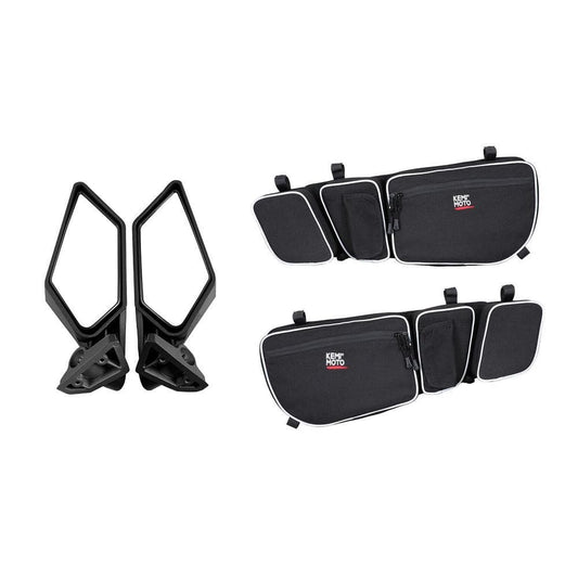 Kemimoto Can‑Am Maverick X3 Side View Mirrors Door Storage Bags