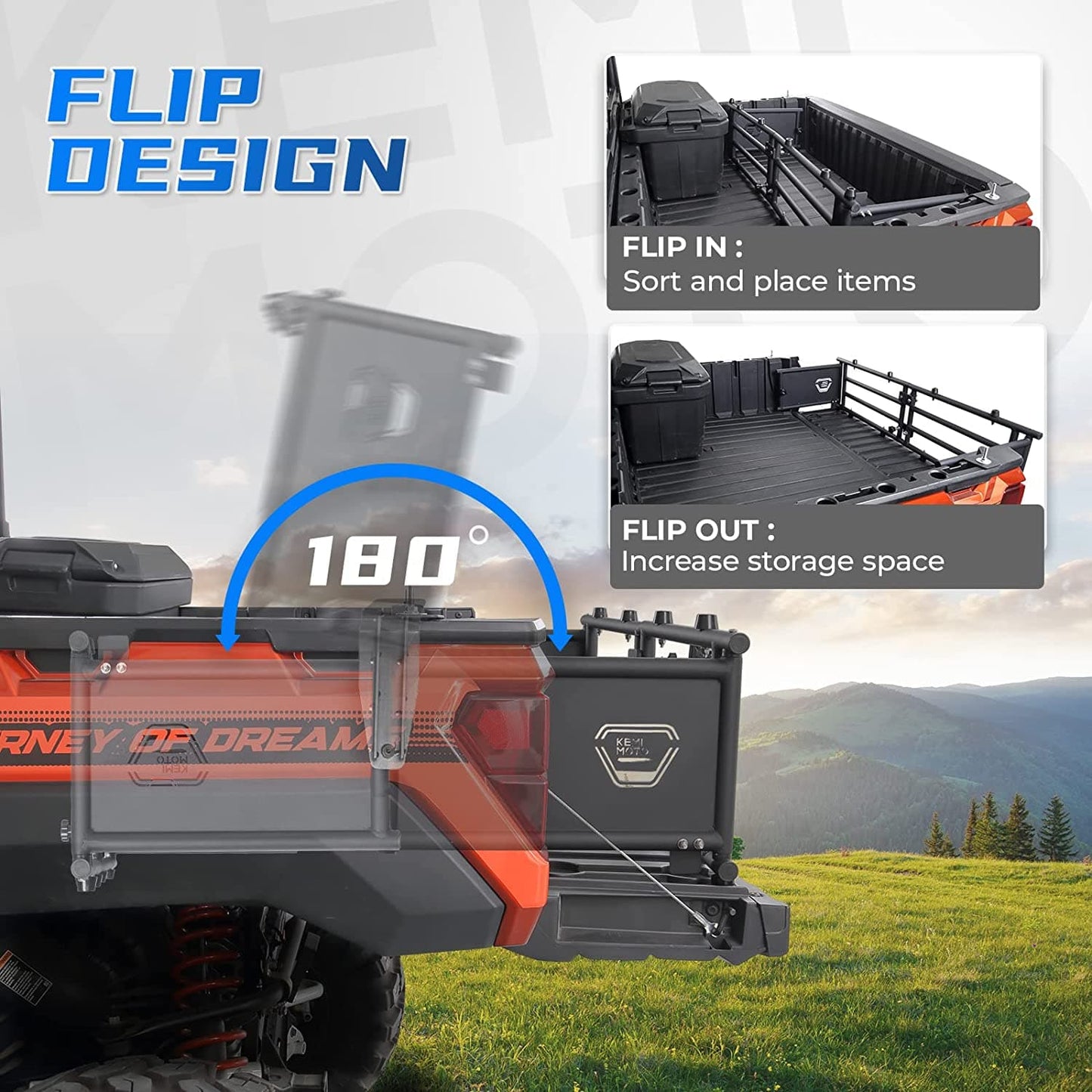KEMIMOTO UTV Tailgate Extender for Polaris Ranger 1000/XP 2017-2024