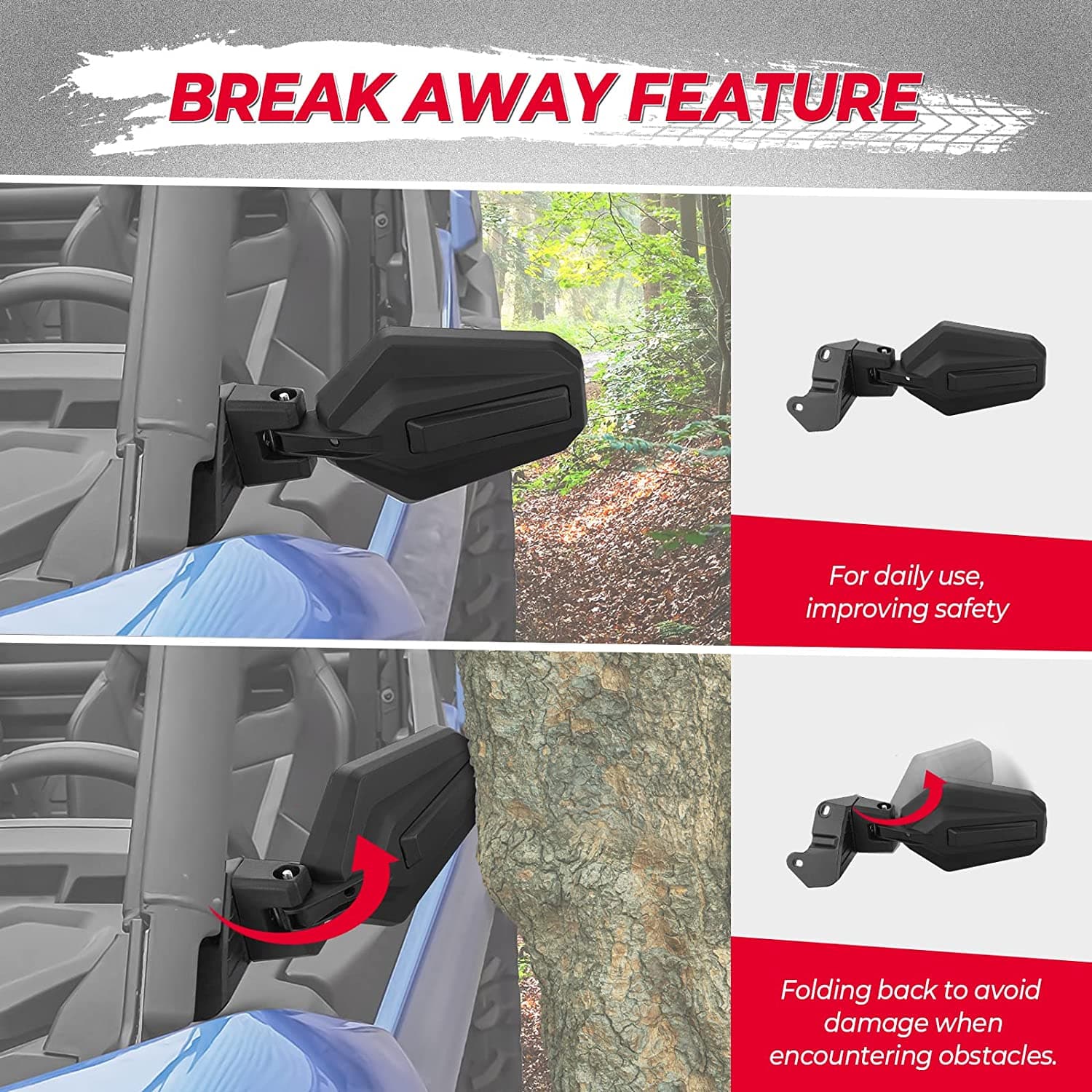 One Pair Side Mirrors for Can‑Am Maverick Sport & Trail, Commander