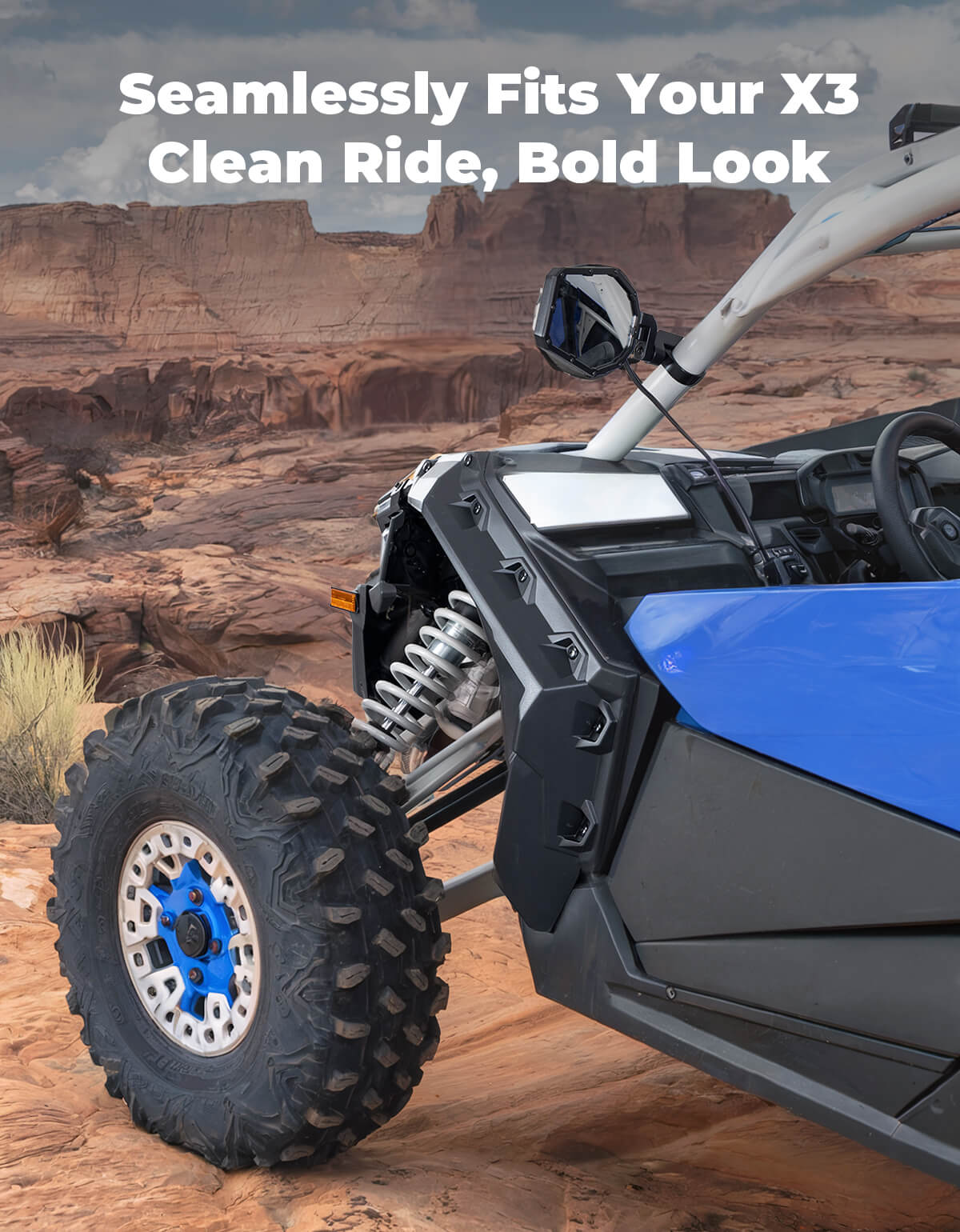 KEMIMOTO Fender Flares Injection-Molded Polypropylene for Can‑Am Maverick X3