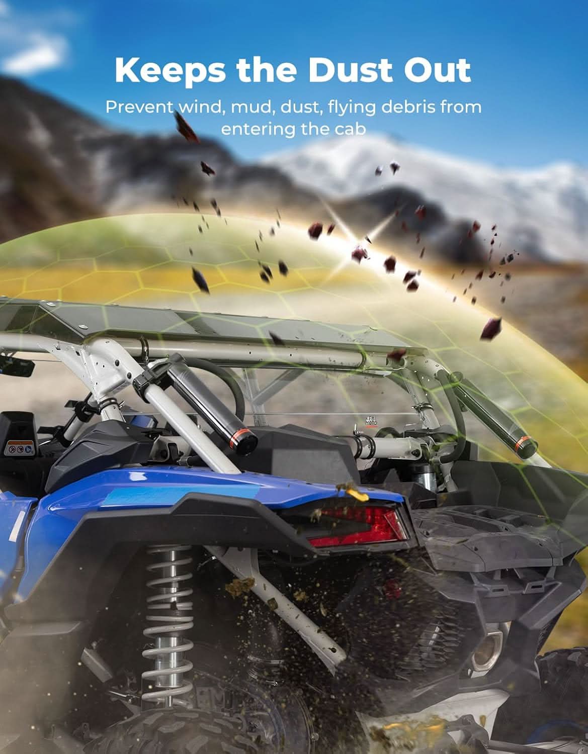 Kemimoto Rear Windshield Scratch-Resistant for Can‑Am Maverick X3 / X3 MAX