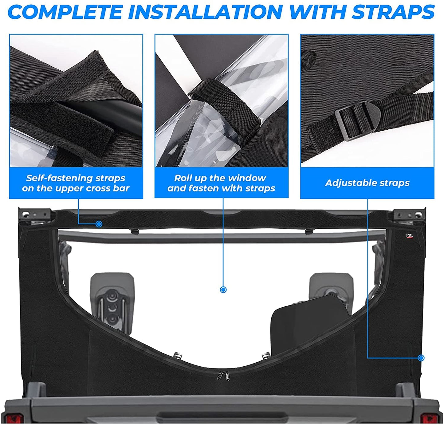 KEMIMOTO Fabric Rear Window Zipper for Honda Pioneer 1000-5 (2016-2026)