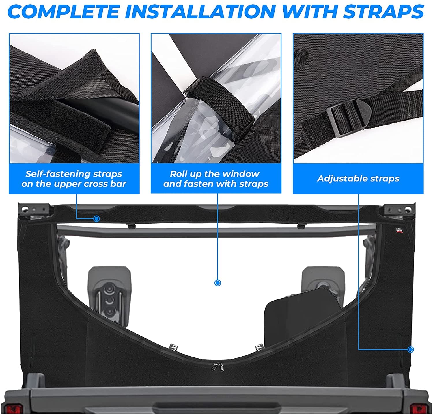 KEMIMOTO Fabric Rear Window Zipper for Honda Pioneer 1000-5 (2016-2026)