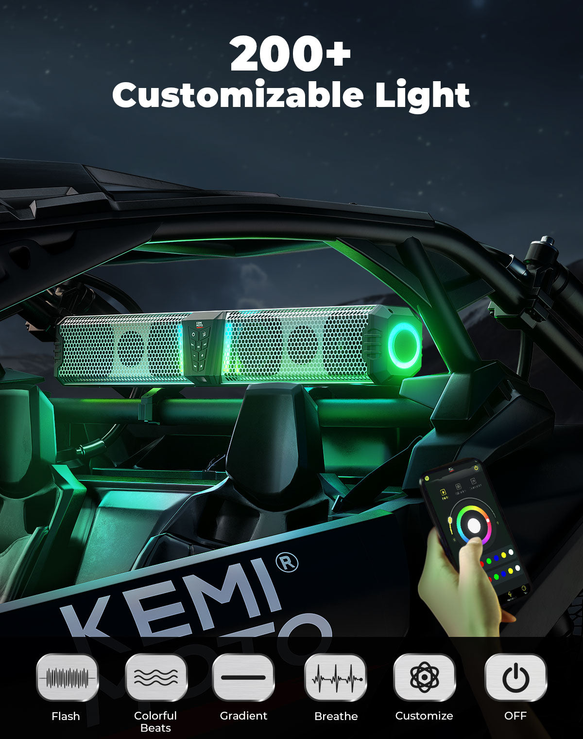 Kemimoto Midnight S80 32" Aluminum RGB Soundbar UTV