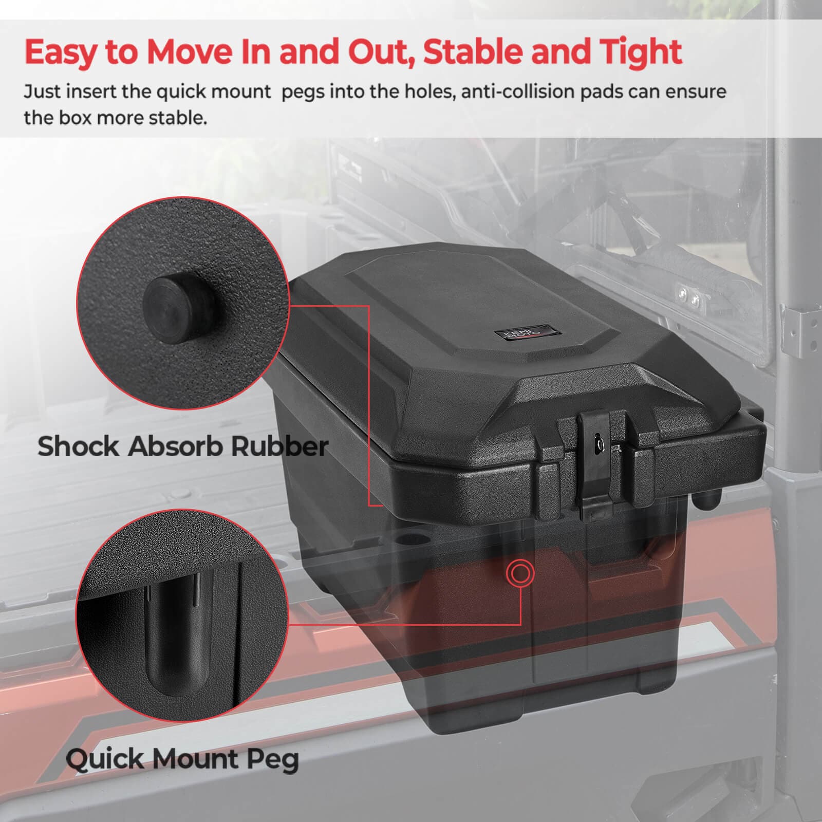 KEMIMOTO Polaris Ranger Tie Down Anchors & Cargo Box Passenger Side