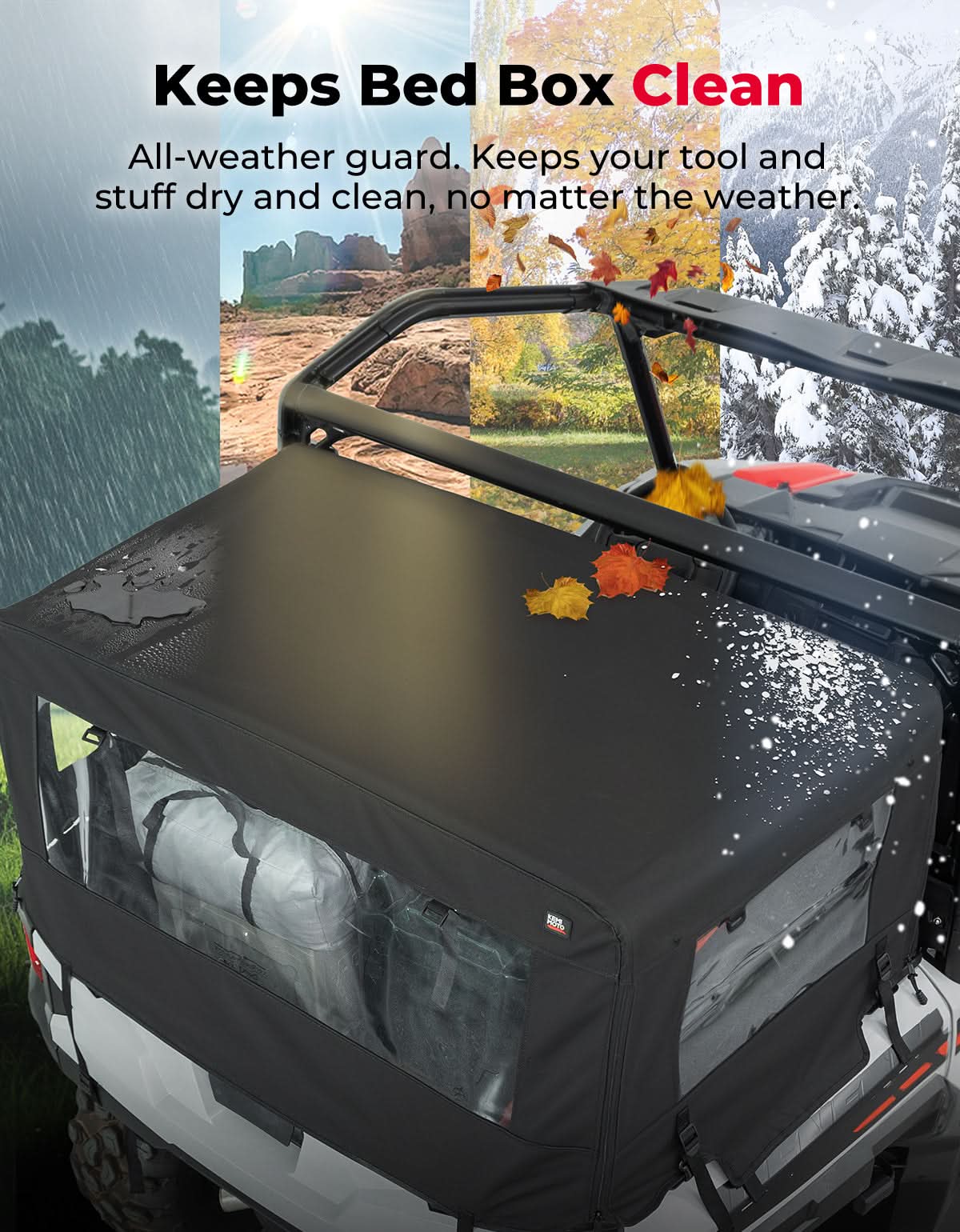 Kemimoto Soft Cargo Camper Bed Cover for Polaris UTV