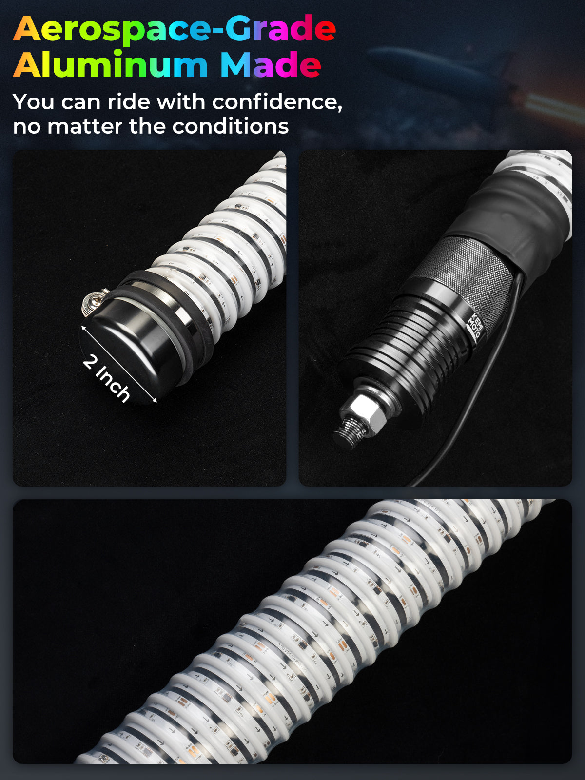 Kemimoto 2FT COB Fat Whip Lights With Turning Signal