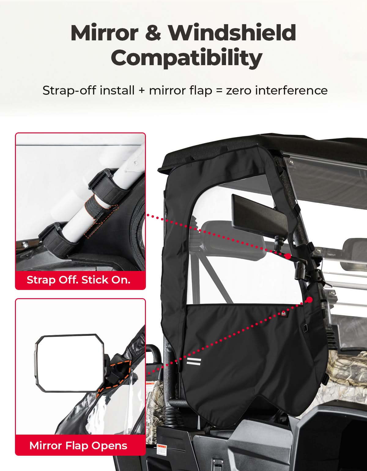 Kemimoto Soft Doors Waterproof Windproof Cab Enclosure for 500/700 UTVs