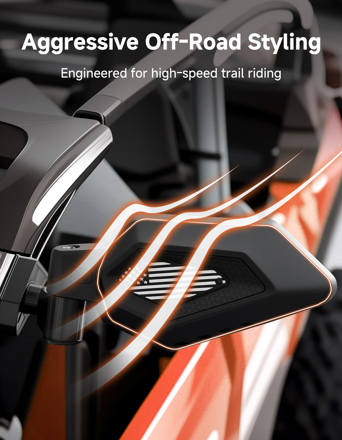 Side Mirrors with Spring‑Back Auto Reset, Fit Can‑Am Maverick X3 / MAX US Flag Pattern