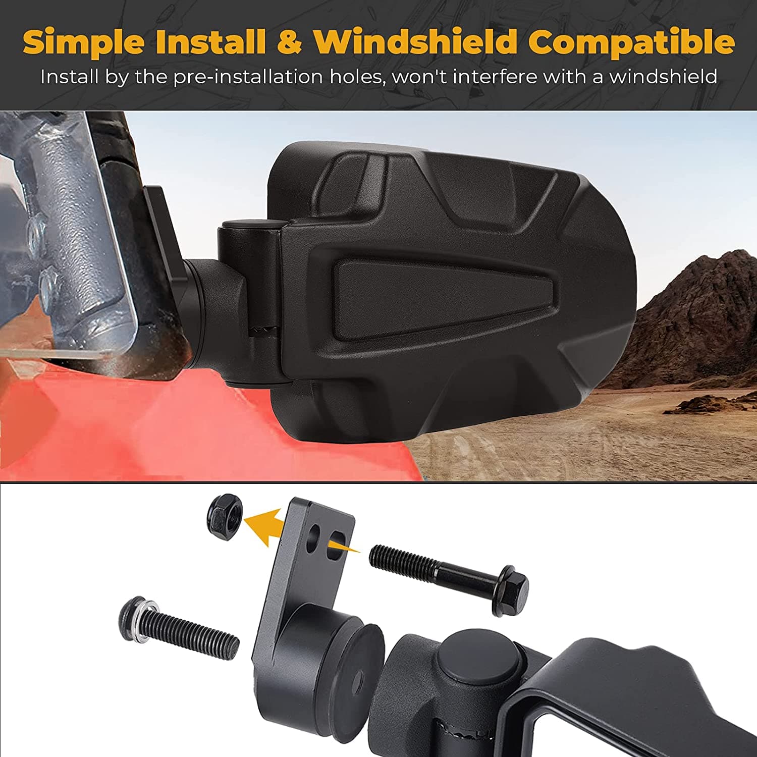 KEMIMOTO Folding Side View Mirrors 2014-2023 for Polaris RZR