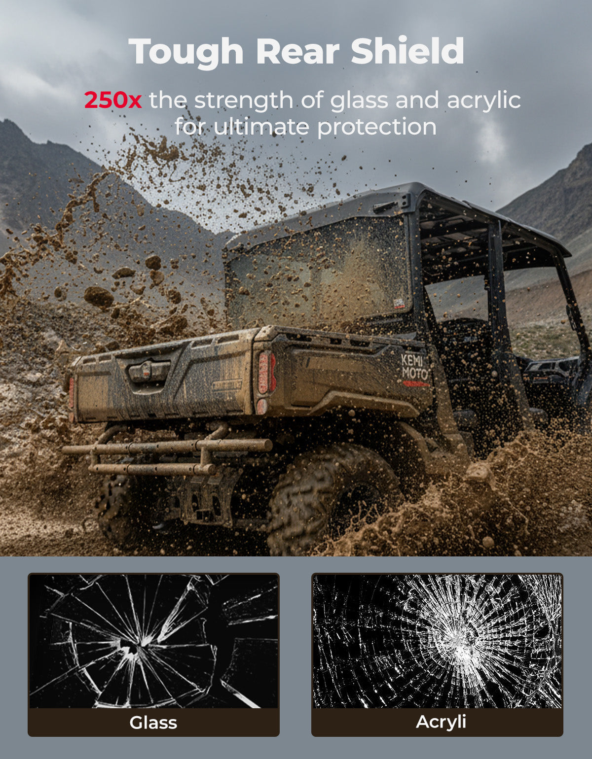 Kemimoto Rear Tinted Windshield for Can‑Am Defender