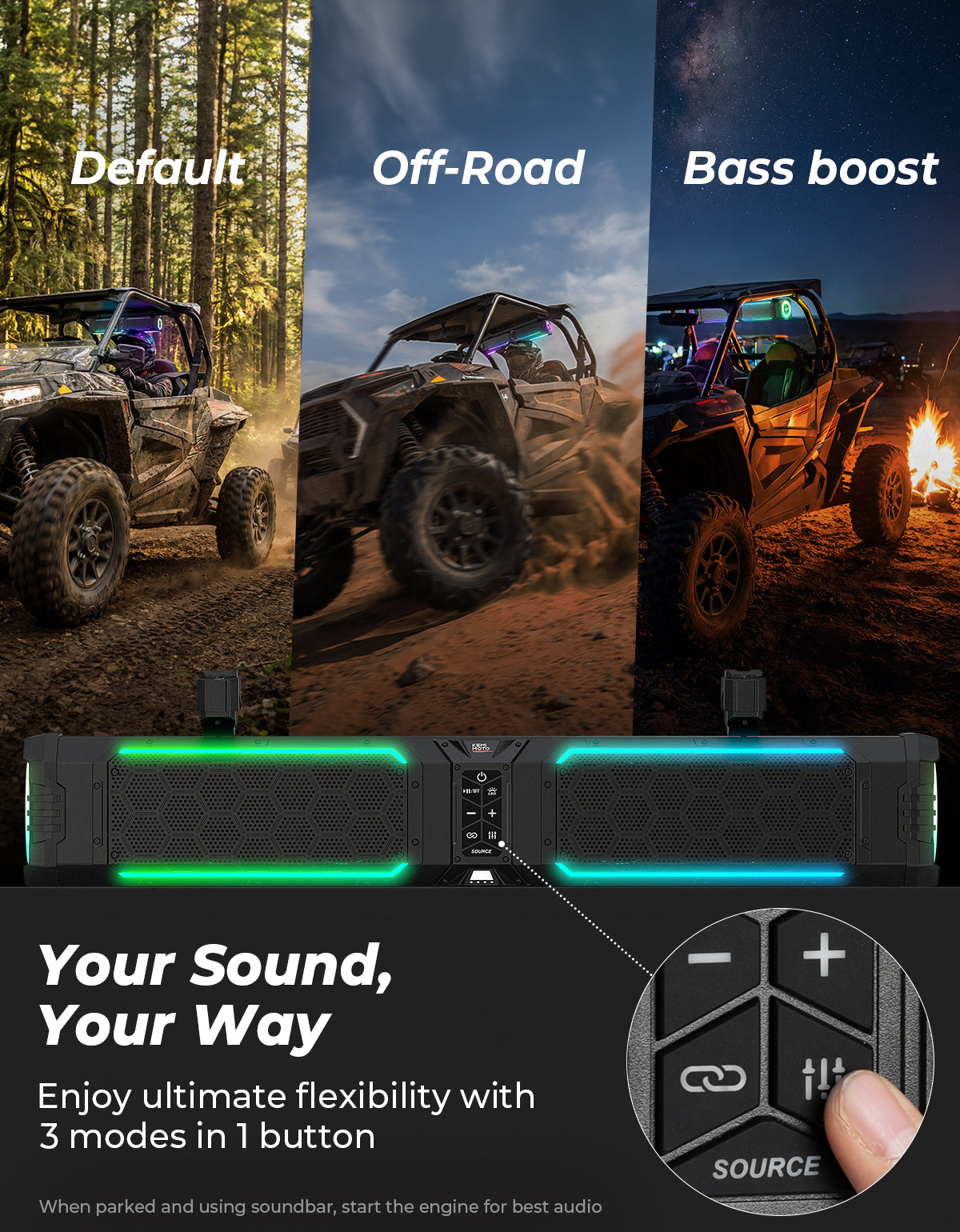 Kemimoto Midnight 80 Gen2 Soundbar 680W IP66 Waterproof Metal