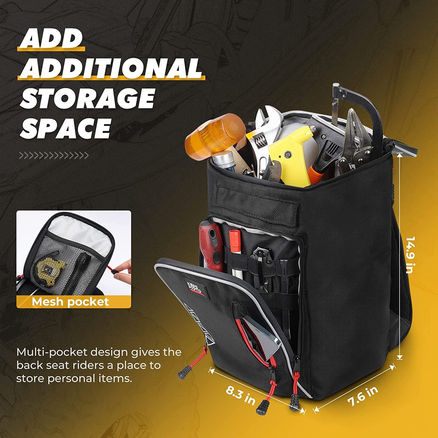 Kemimoto Center Shoulder Console Bag with Detachable Cooler for Polaris/Can‑Am
