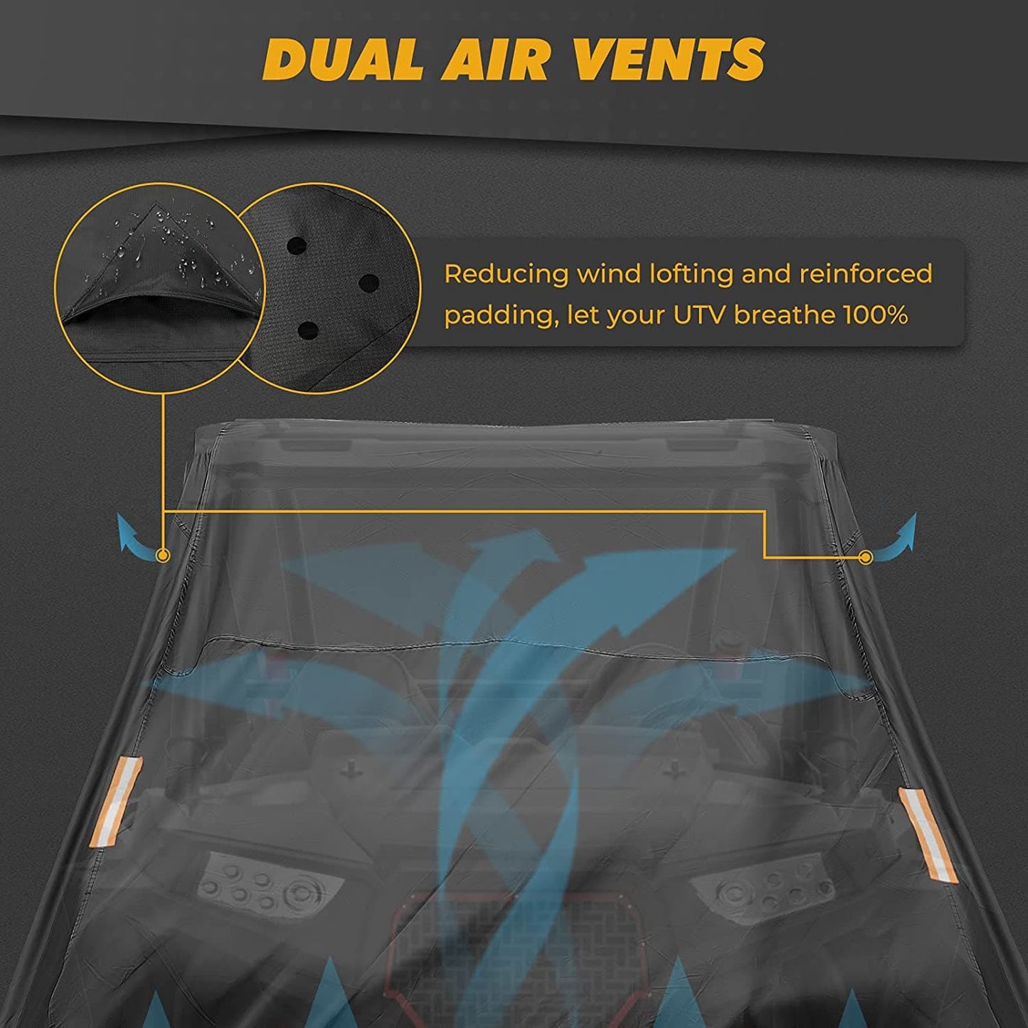 KEMIMOTO 420D Waterproof UTV Cover for 2‑Seater Can‑Am Polaris Kawasaki