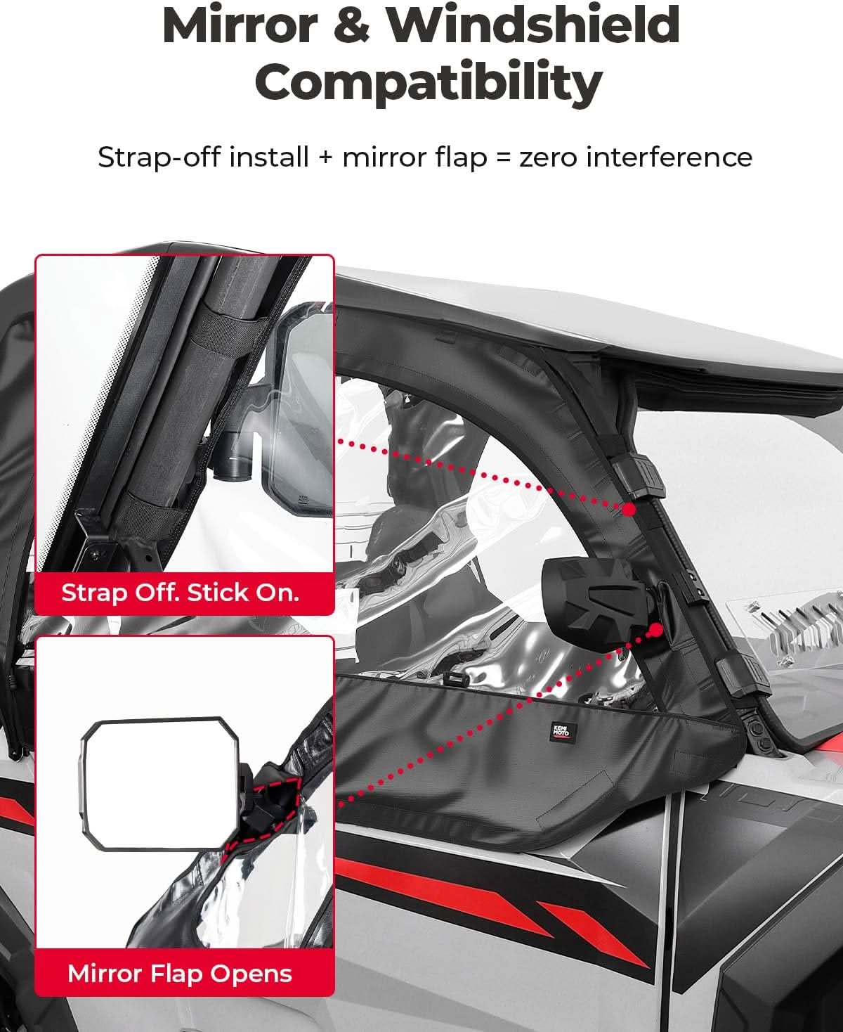 Kemimoto UTV Soft Upper Doors for Polaris General & XP 1000