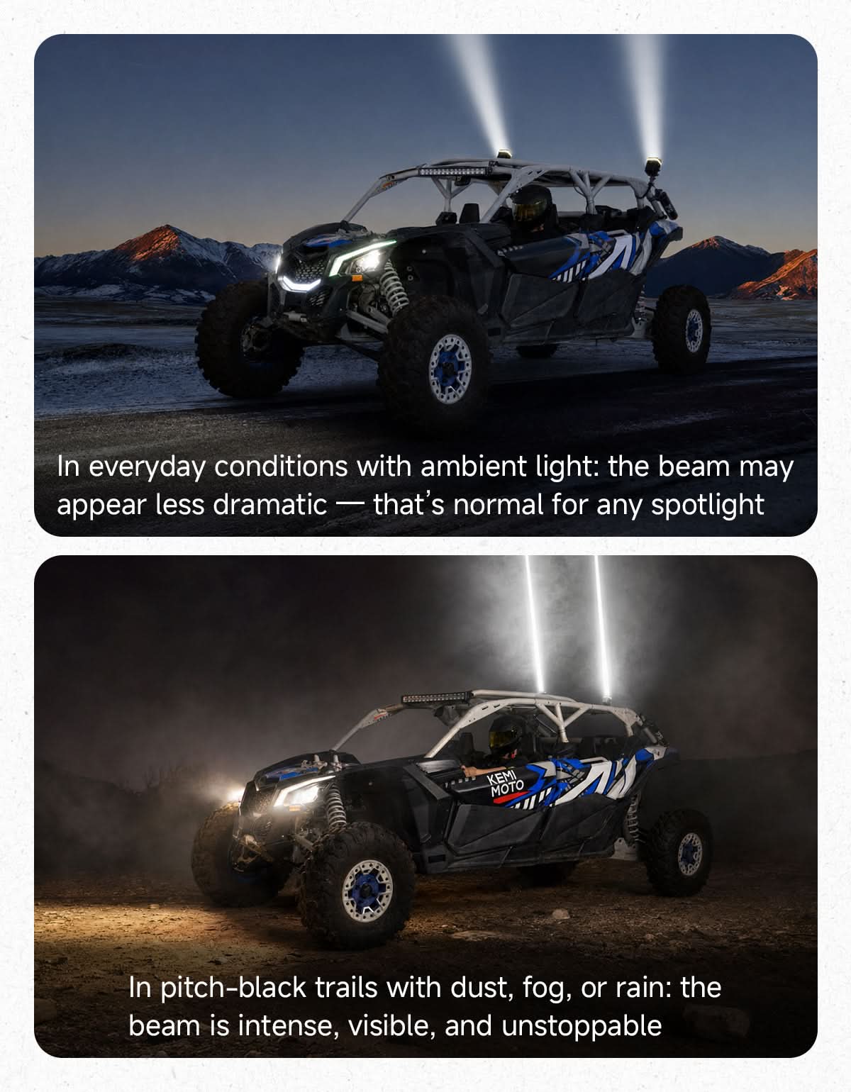 Kemimoto UTV/ATV Universal RGB Whipless LED Whip Lights with Turn Signal