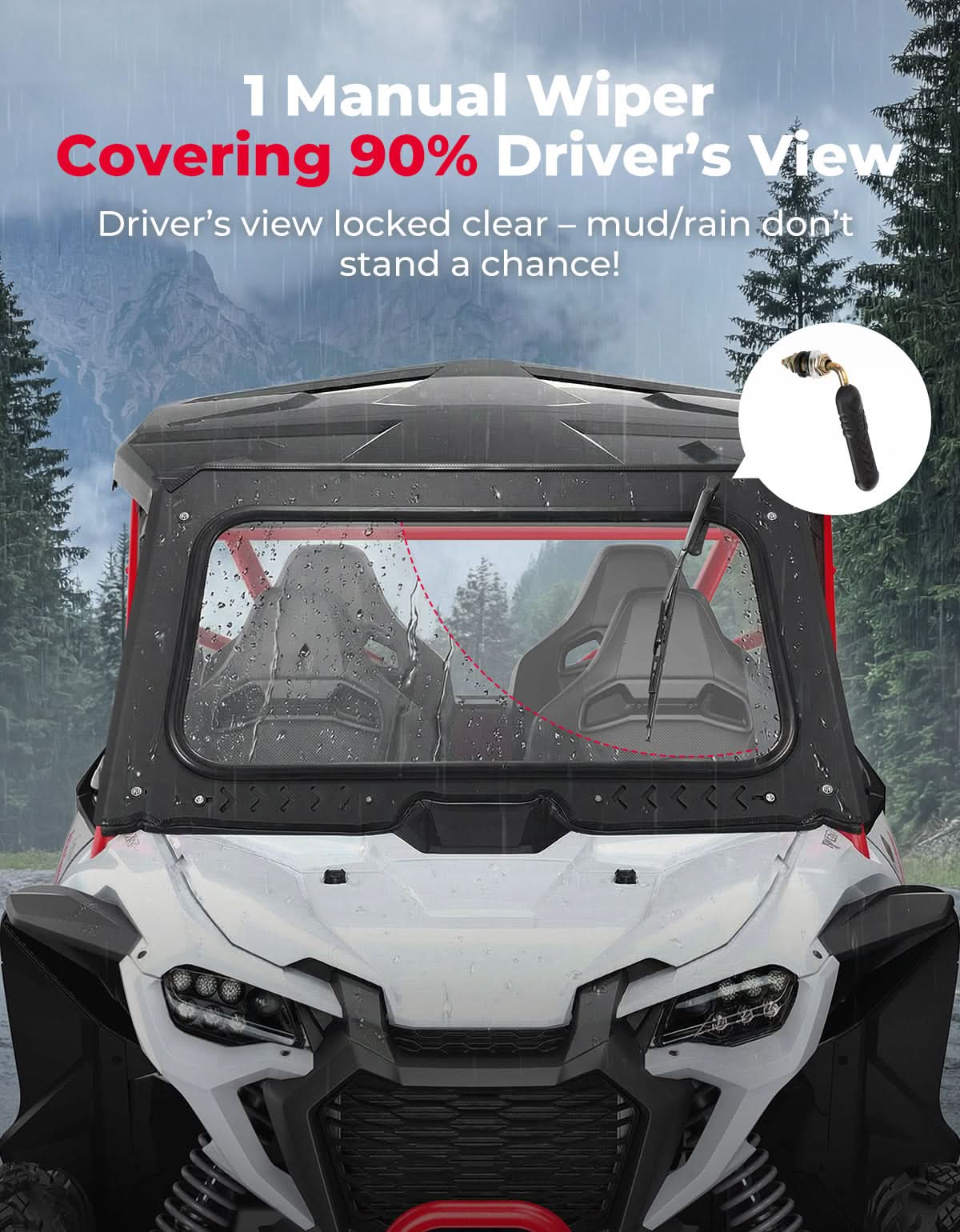 Kemimoto 8MM Glass Windshield with Wiper for Honda Talon 1000