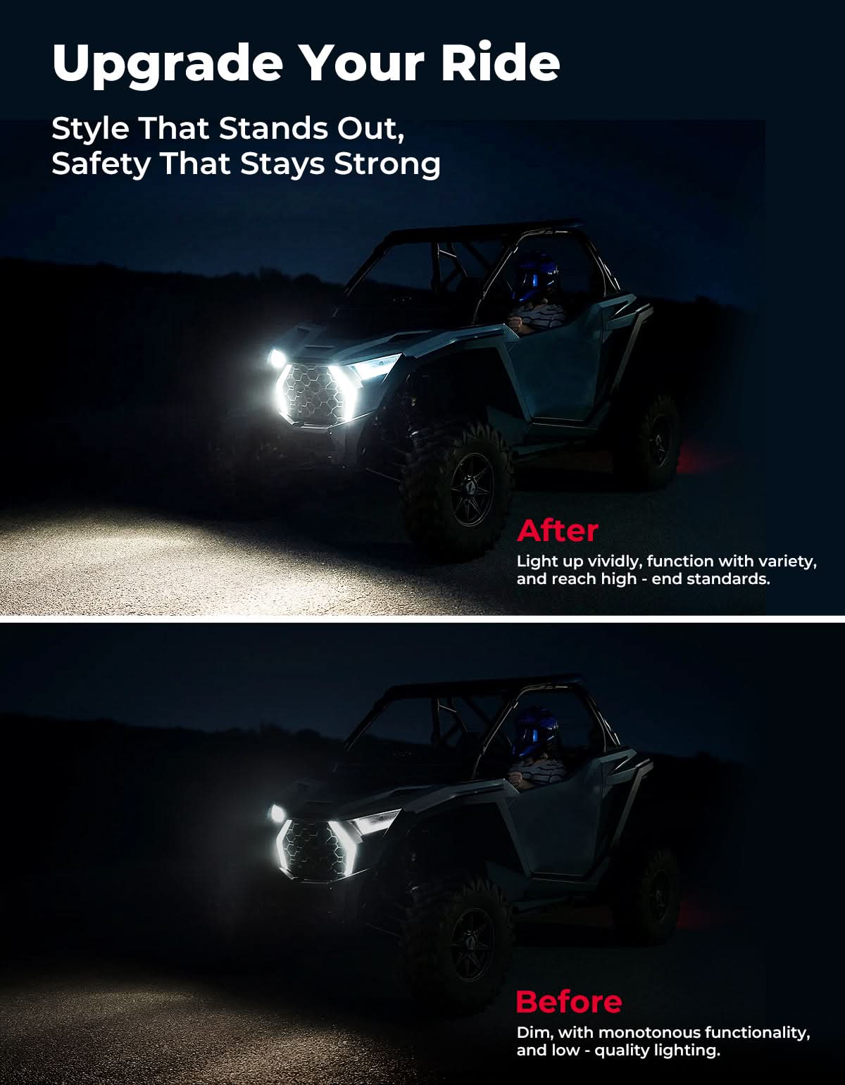 Kemimoto LED Grille Fang Lights for Polaris RZR Pro XP/Pro R/S 2025 Waterproof