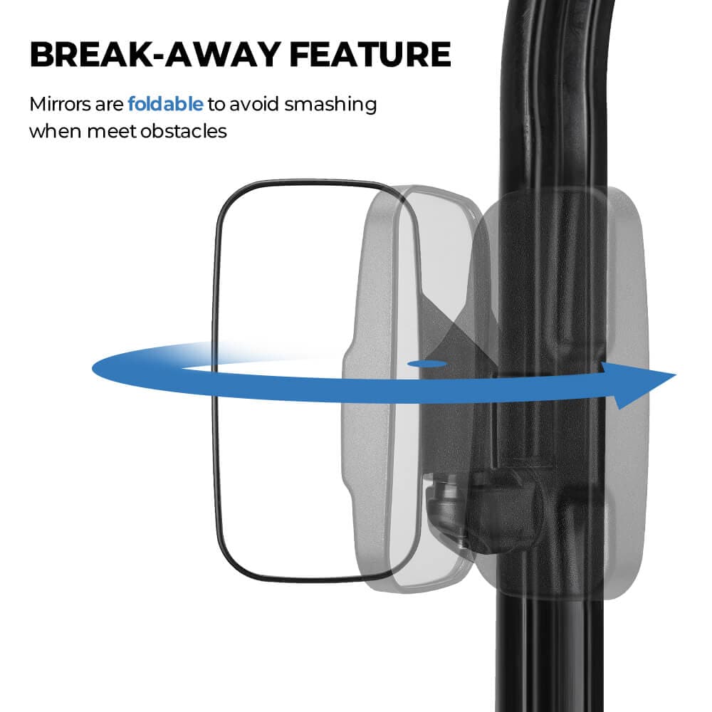KEMIMOTO Adjustable Side & Rear View Mirrors for Polaris Ranger