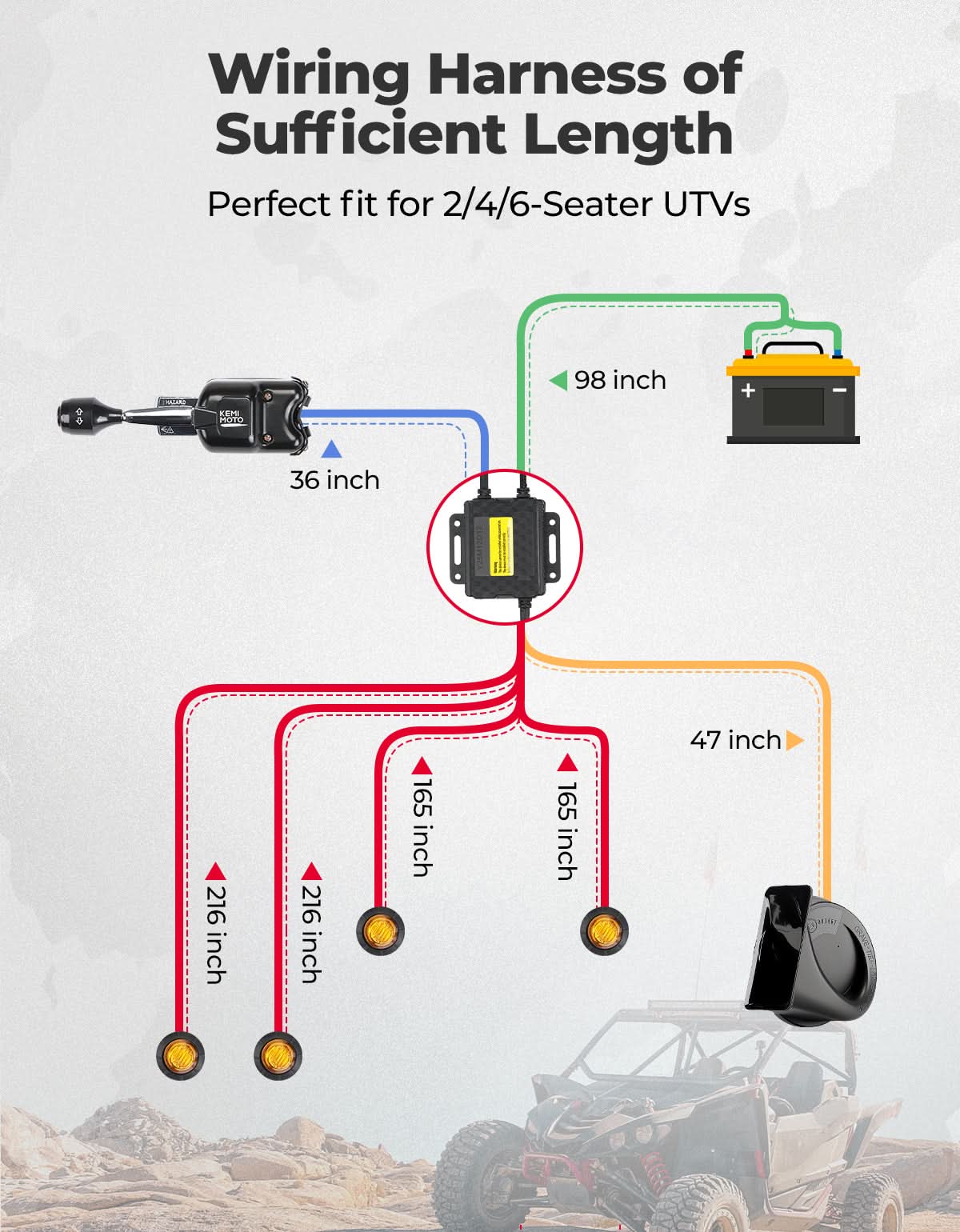 UTV/ATV Universal Turn Signal Kit with Column Switch & Horn