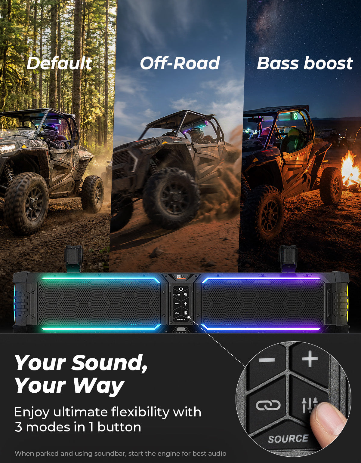 Kemimoto Midnight 70 Gen2 Soundbar 680W IP66 Waterproof