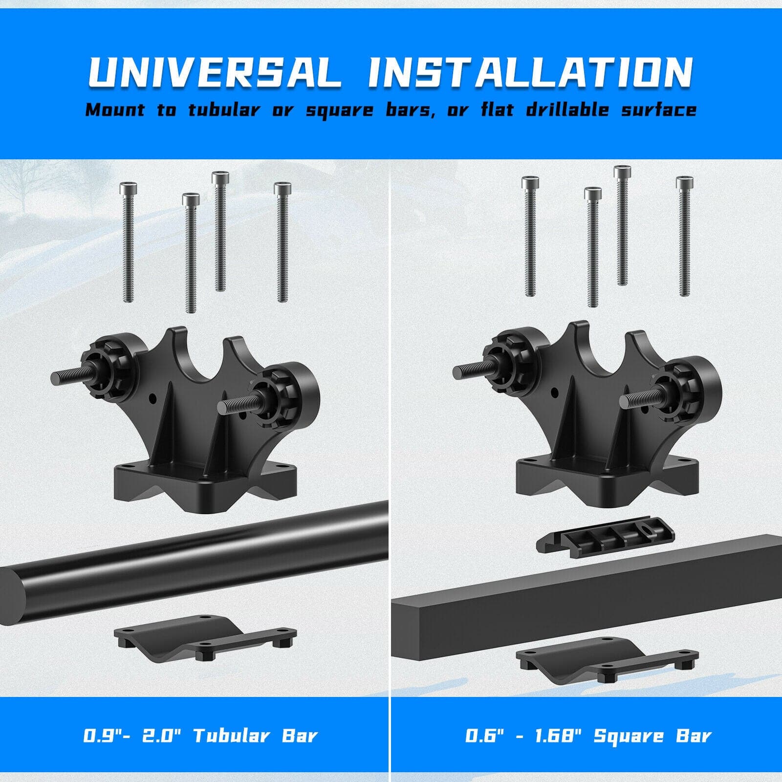 KEMIMOTO Double U-Bracket Mount Grip for UTV ATV