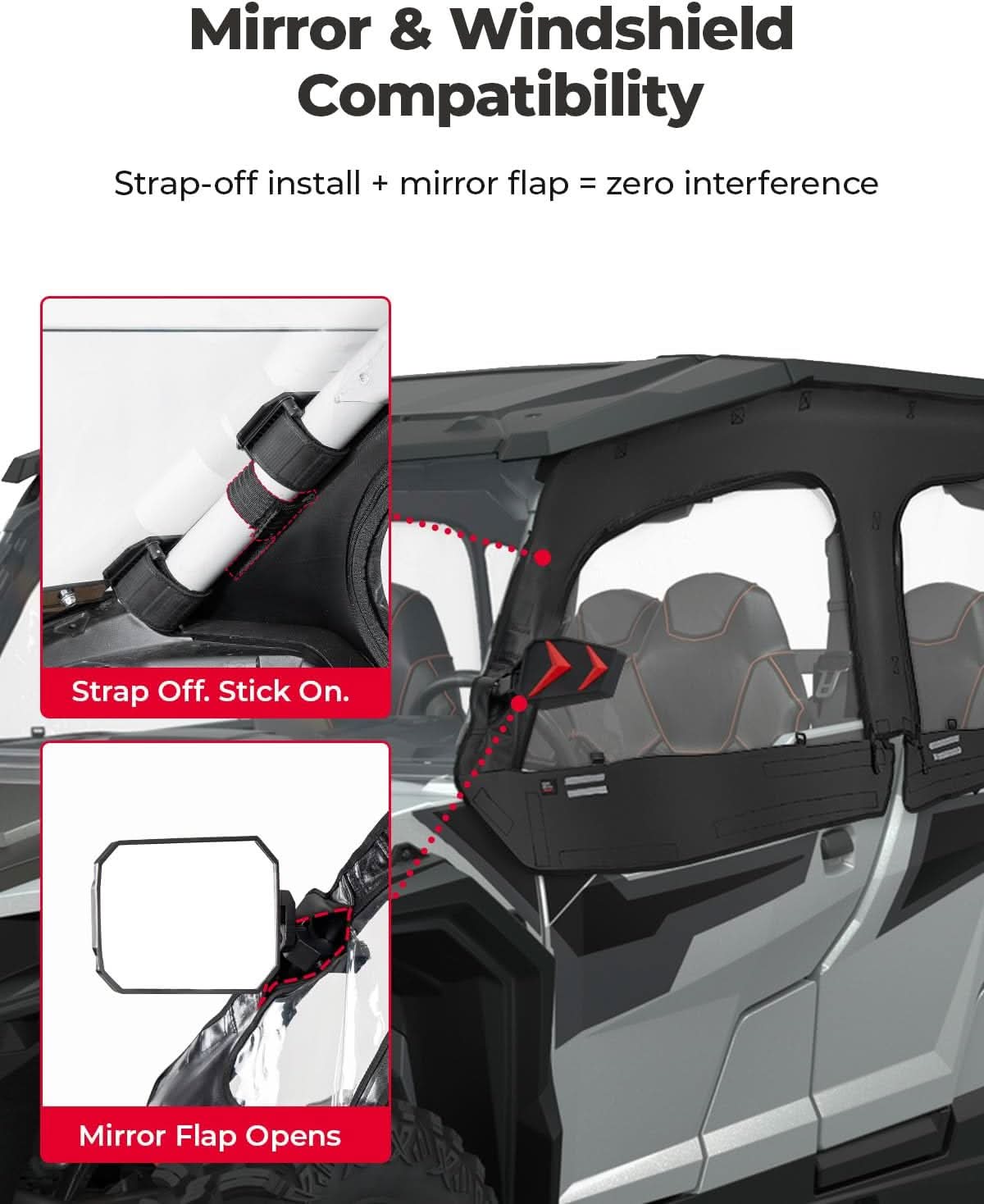 Kemimoto Upgraded Soft Doors for Polaris 4 1000/XP 4 1000