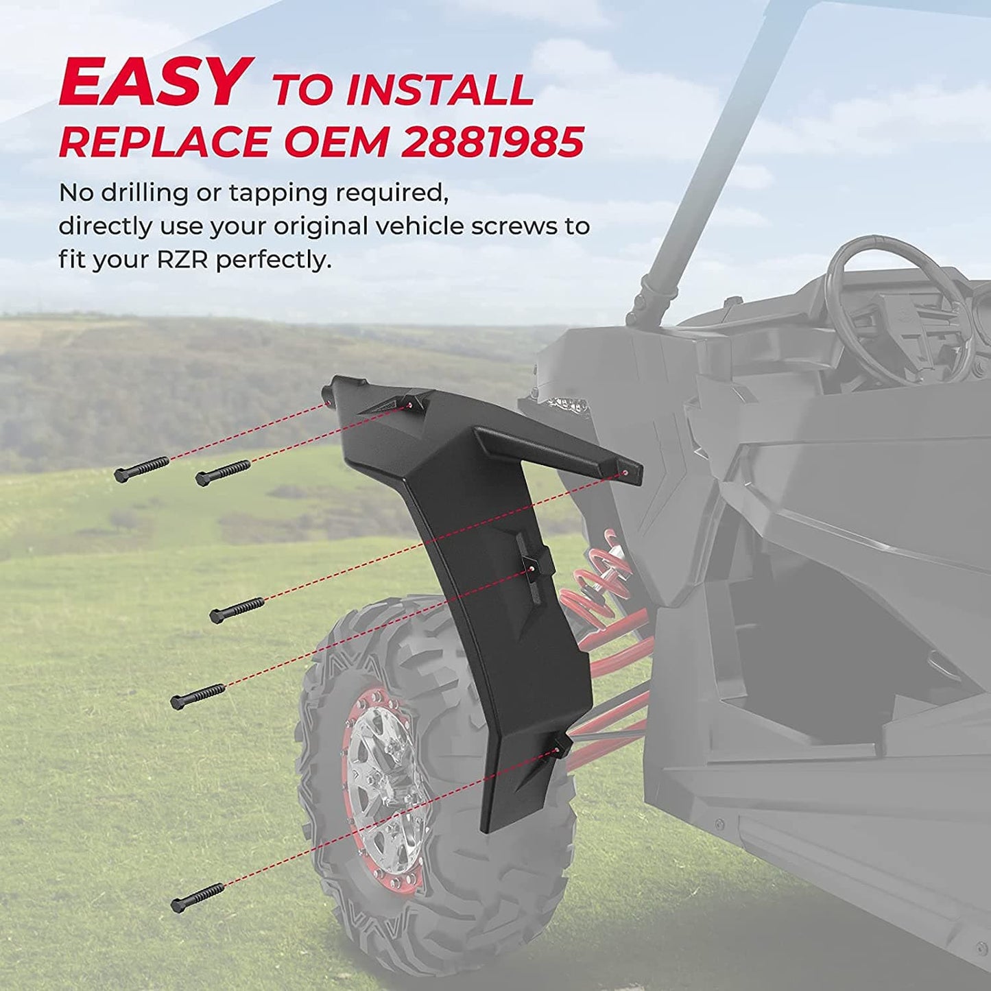 KEMIMOTO Extended Front Full Mud Flaps 2PCS for Polaris RZR