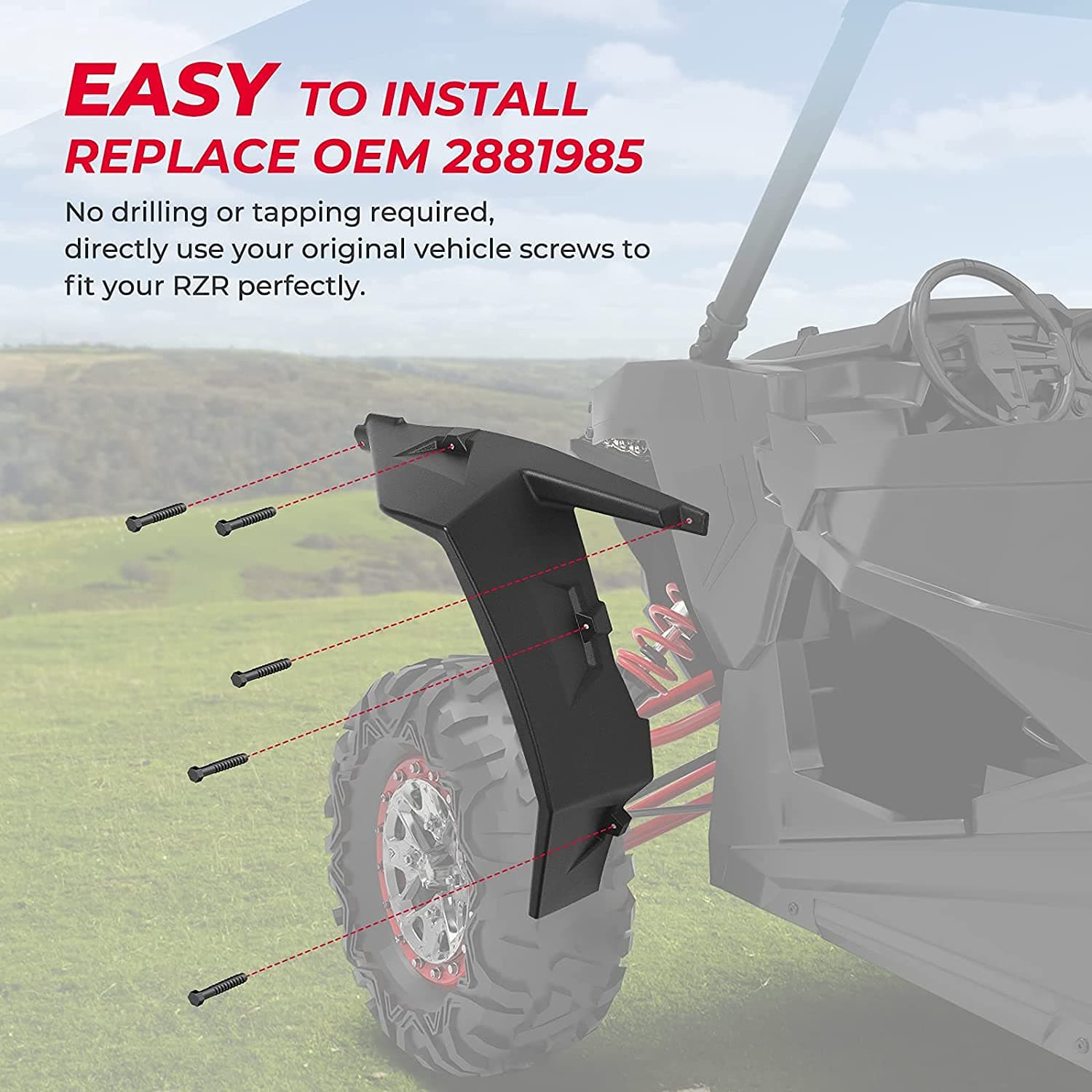 KEMIMOTO Extended Front Full Mud Flaps 2PCS for Polaris RZR