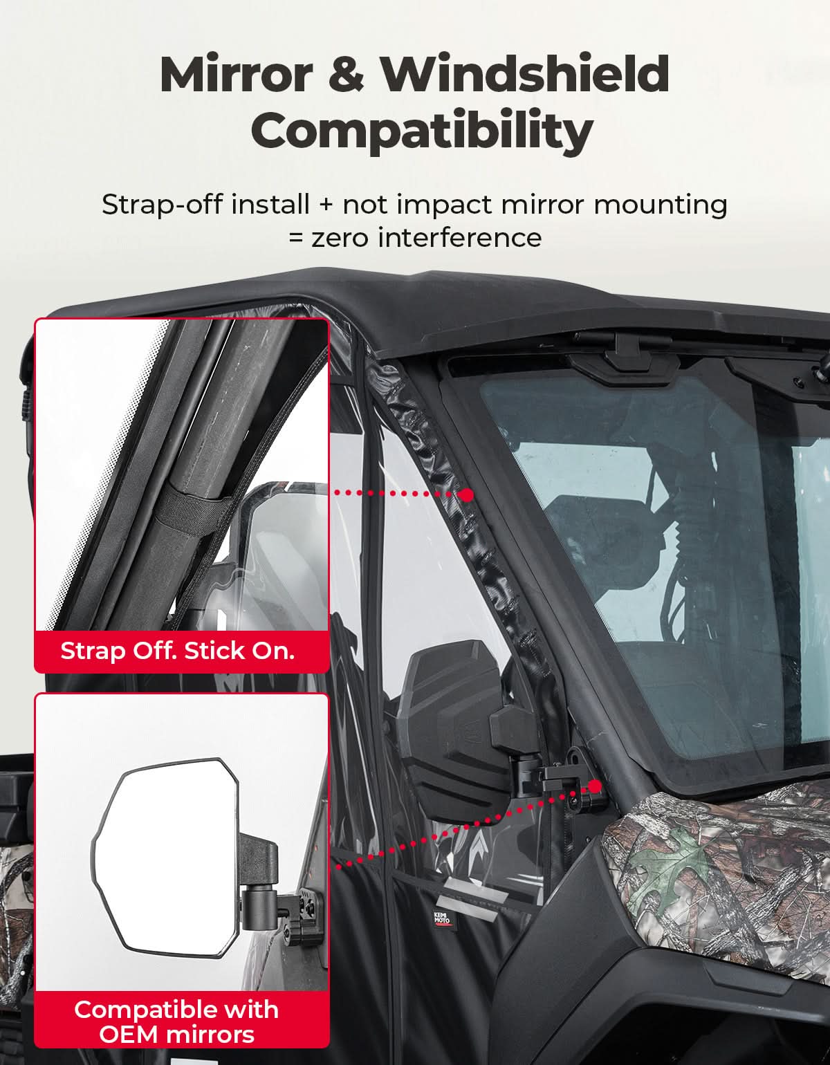 Kemimoto UTV Soft Cab Enclosure for CFMOTO UFORCE U10 Pro