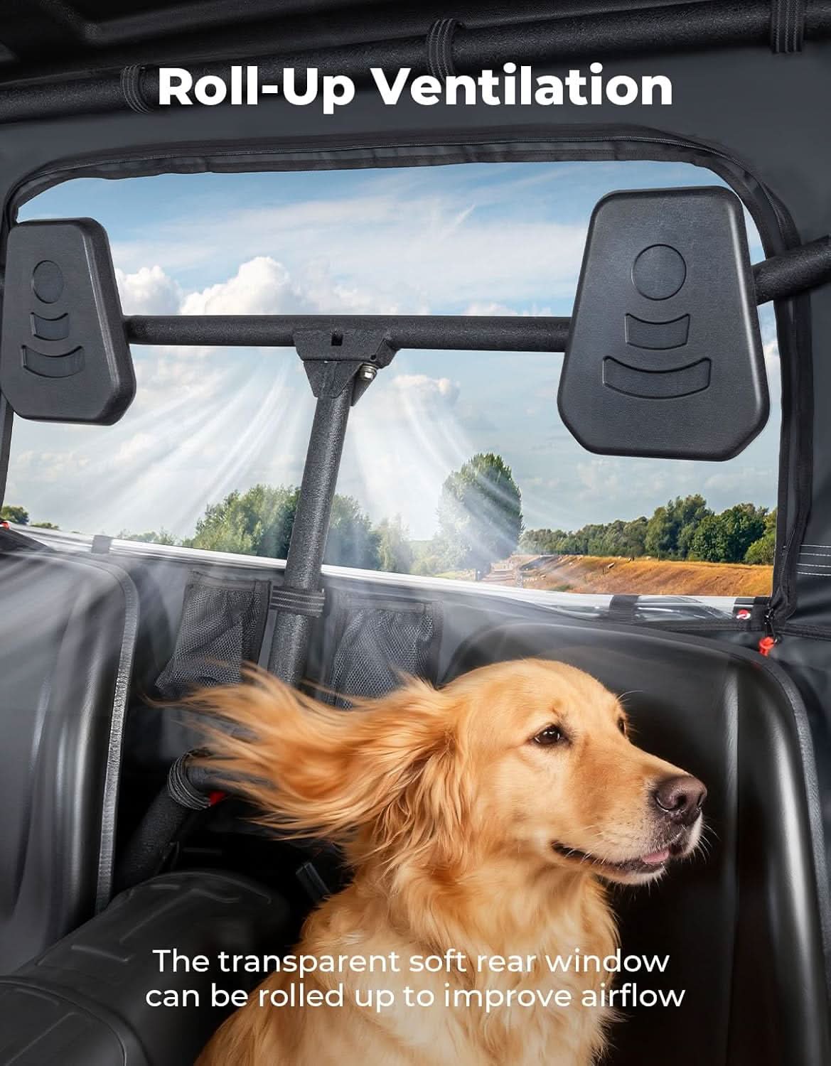 Kemimoto UTV Soft Rear Windshield Water-Resistant