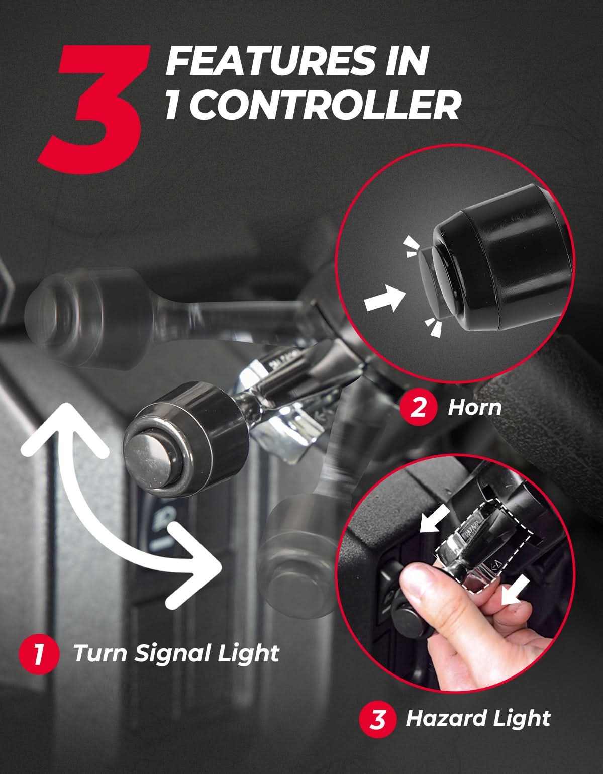 Kemimoto Universal Turn Signal Kit with Horn & Hazard Lights