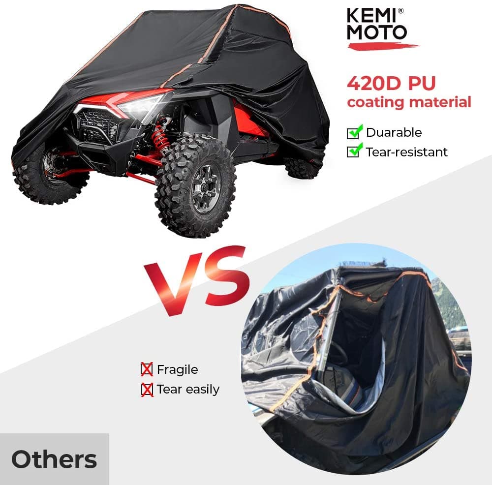 Kemimoto UTV Cover with Reflective Strip for Polaris RZR