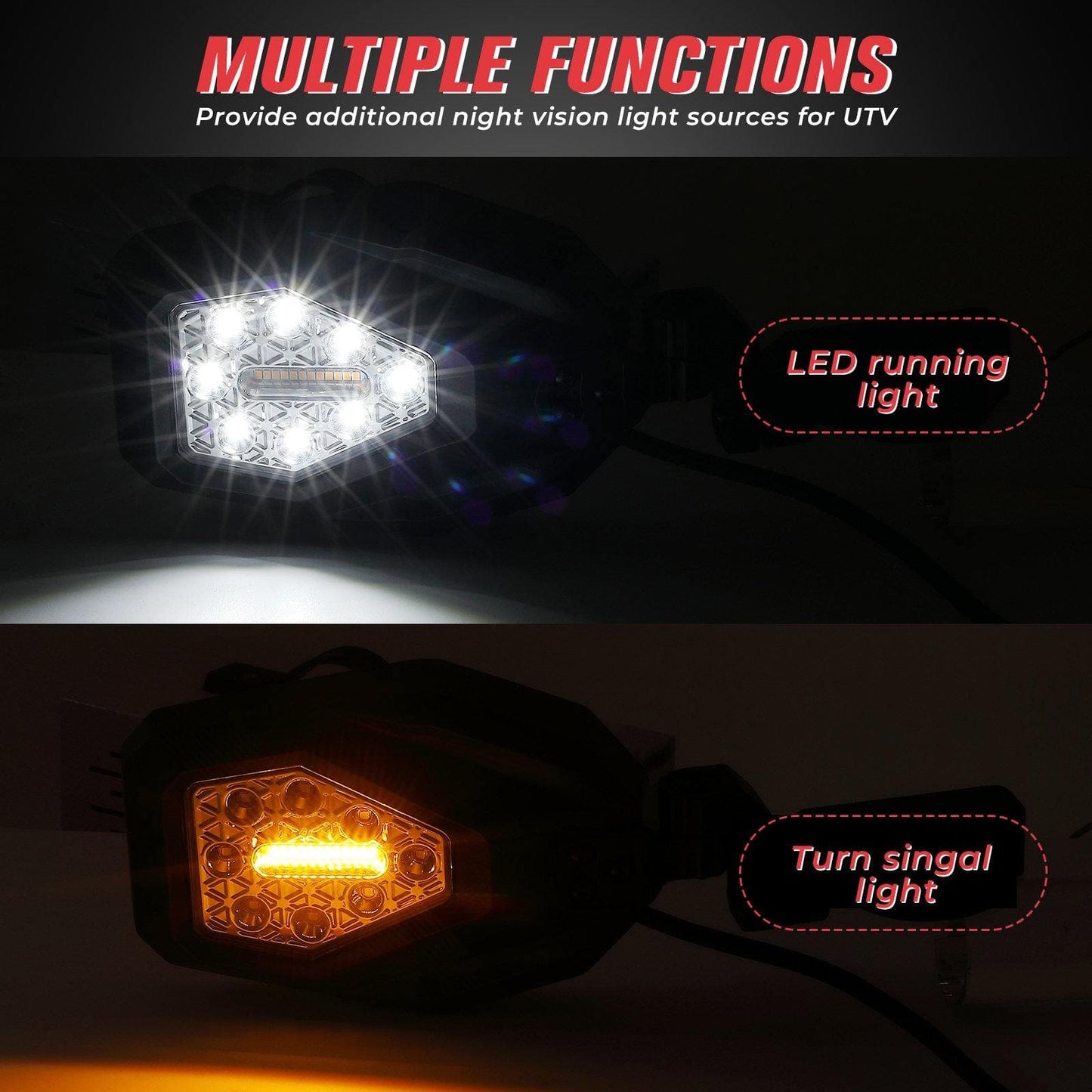 Kemimoto Lighted Mirrors With LED Turn Signals For Maverick X3