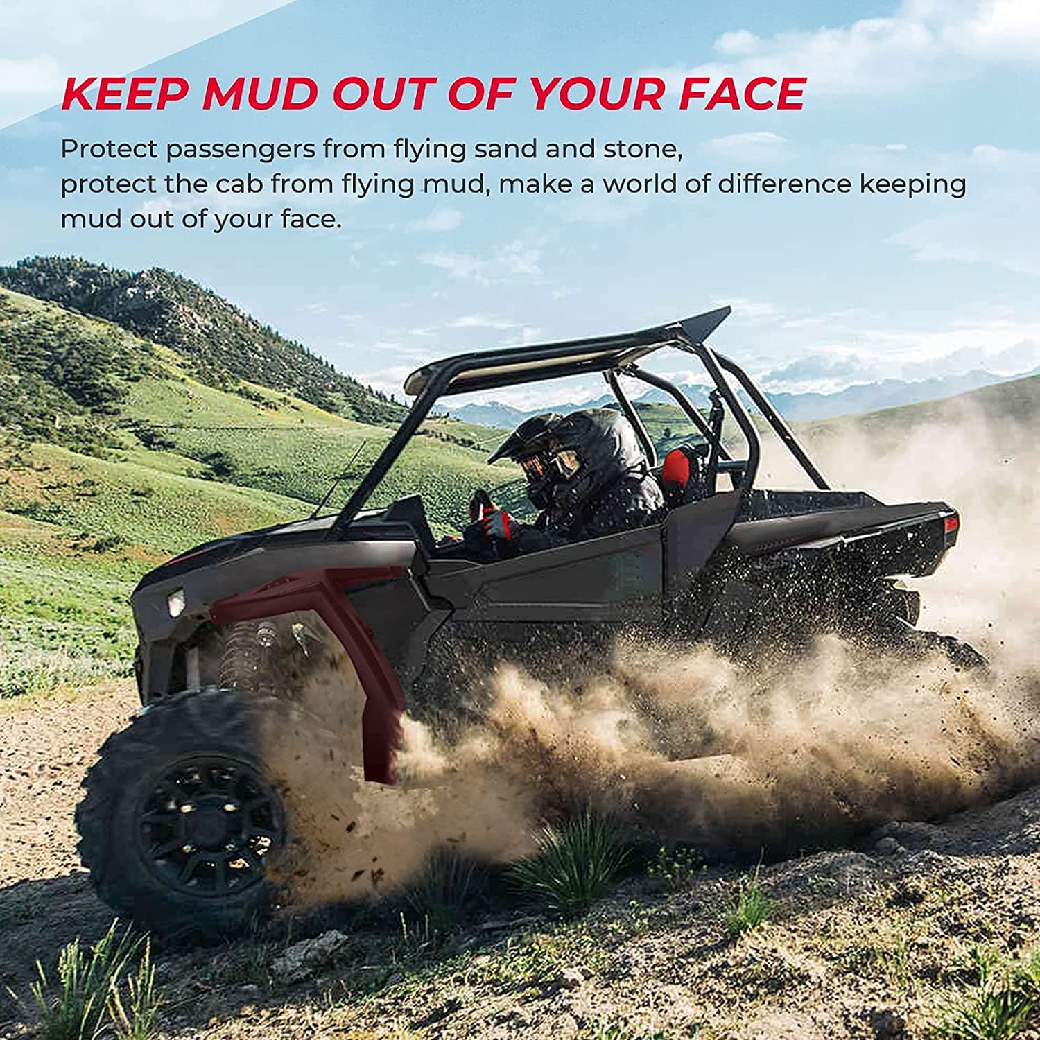 KEMIMOTO Extended Front Full Mud Flaps 2PCS for Polaris RZR