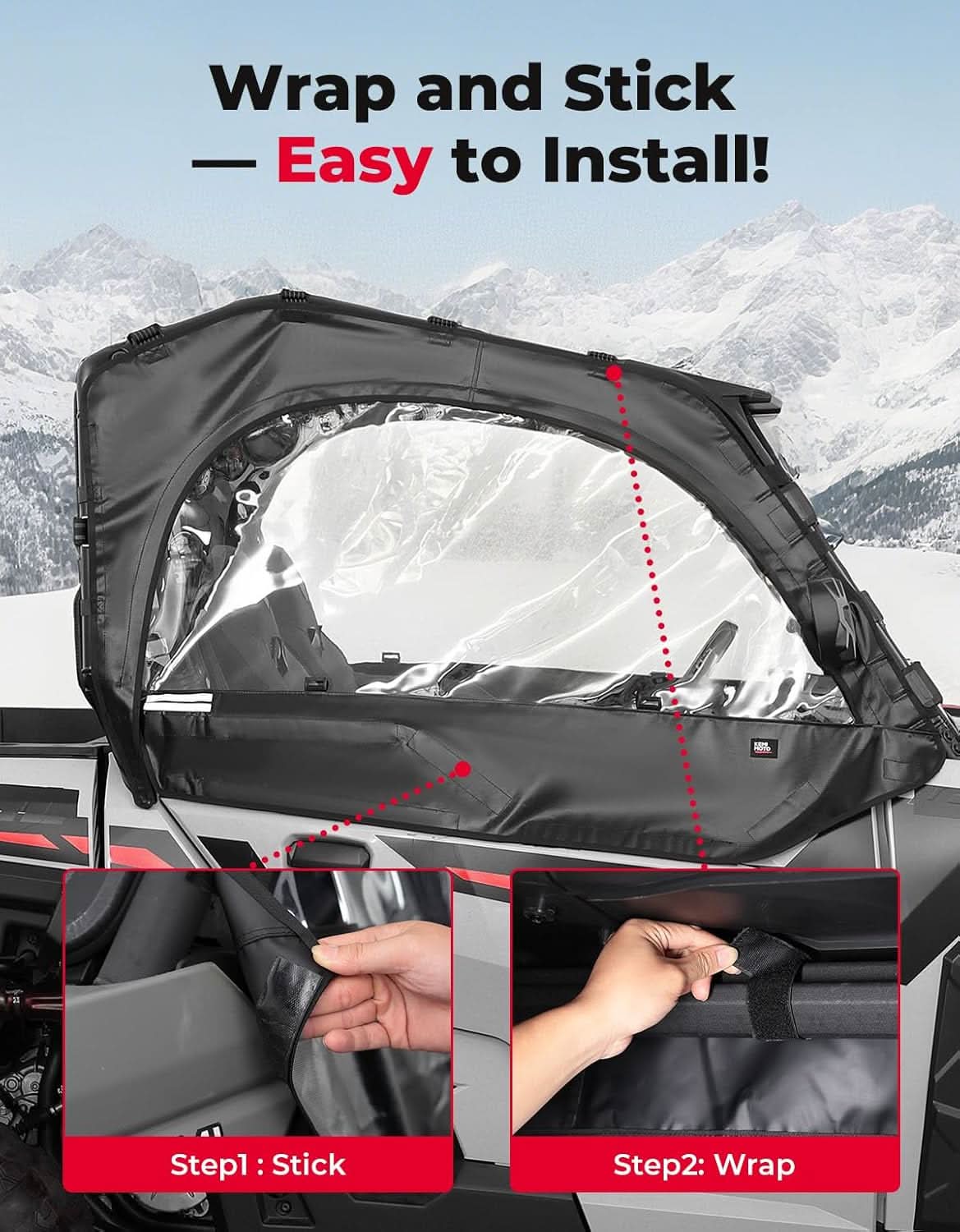 Kemimoto UTV Soft Upper Doors for Polaris General & XP 1000