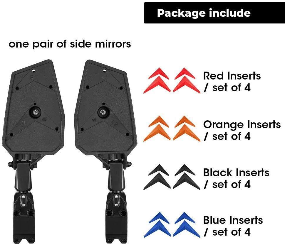 Kemimoto Aluminum Side Mirror for Polaris RZR, Color Chevrons