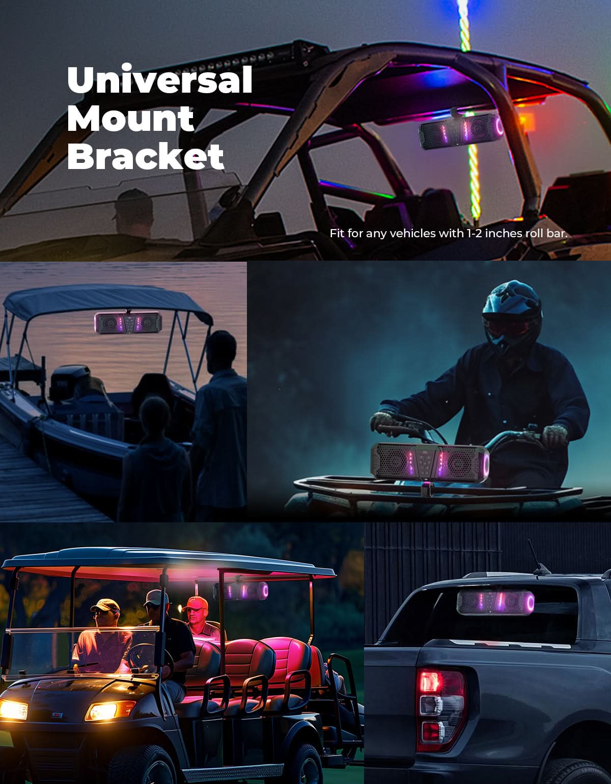 Kemimoto Midnight 40 16" Bluetooth RGB UTV Sound Bar