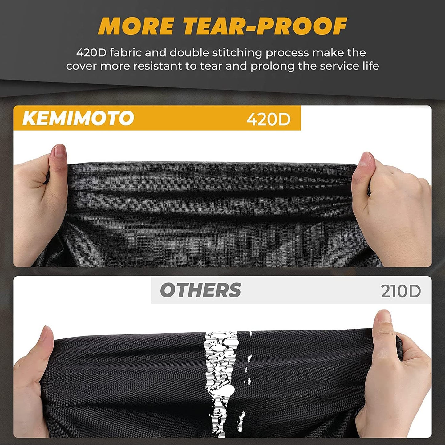 KEMIMOTO 420D Waterproof UTV Cover for 2‑Seater Can‑Am Polaris Kawasaki